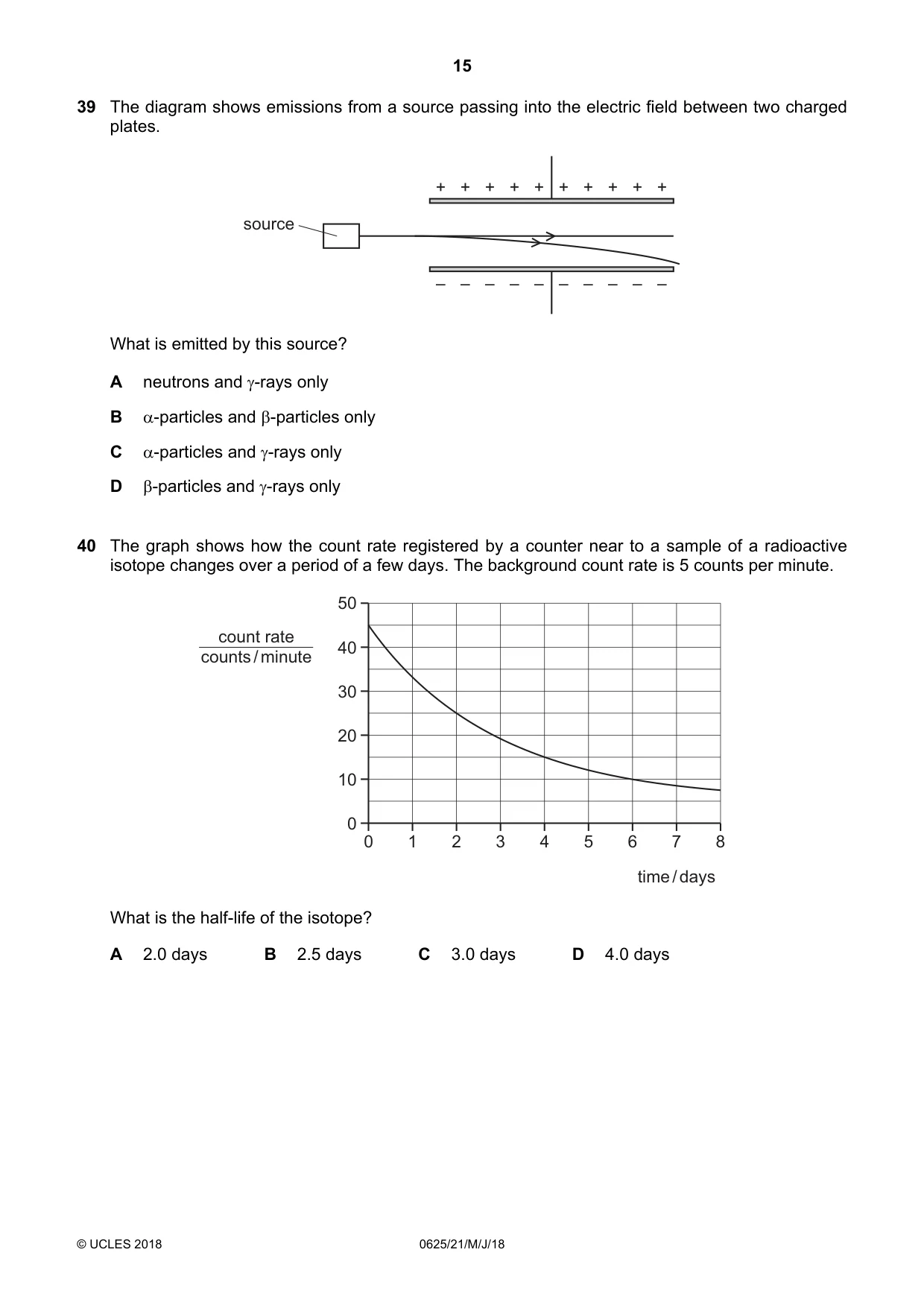 Cambridge IGCSE Physics 0625 2018 May/June Paper 2 · Variant 1 question paper, page 15 of 16