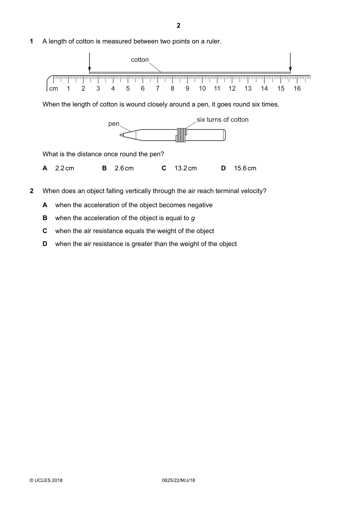 Cambridge IGCSE Physics 0625 2018 May/June Paper 2 · Variant 2 question paper, page 2 of 16