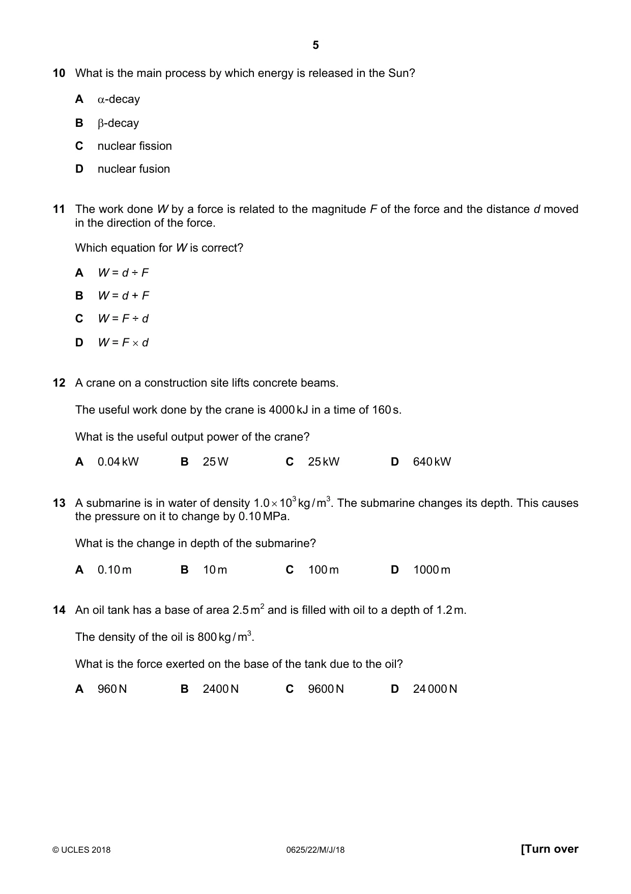 Cambridge IGCSE Physics 0625 2018 May/June Paper 2 · Variant 2 question paper, page 5 of 16