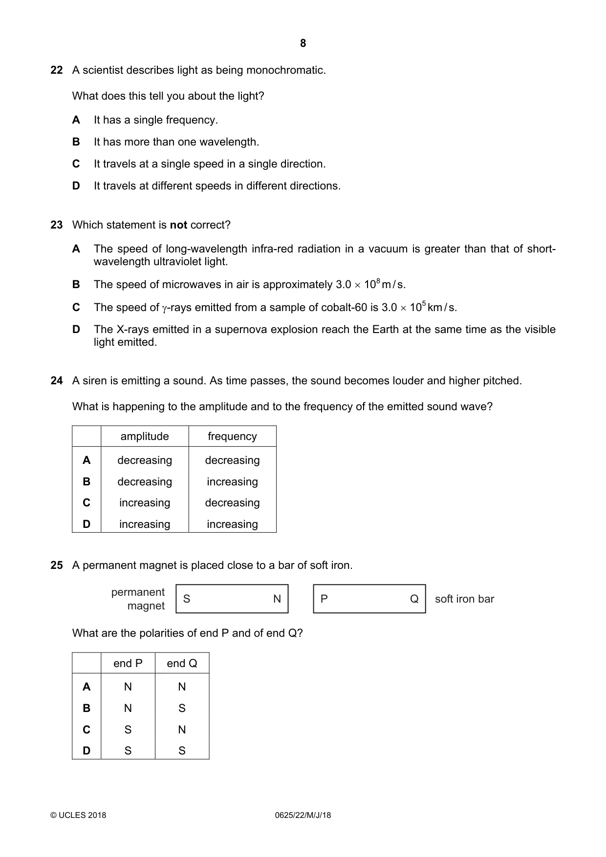 Cambridge IGCSE Physics 0625 2018 May/June Paper 2 · Variant 2 question paper, page 8 of 16