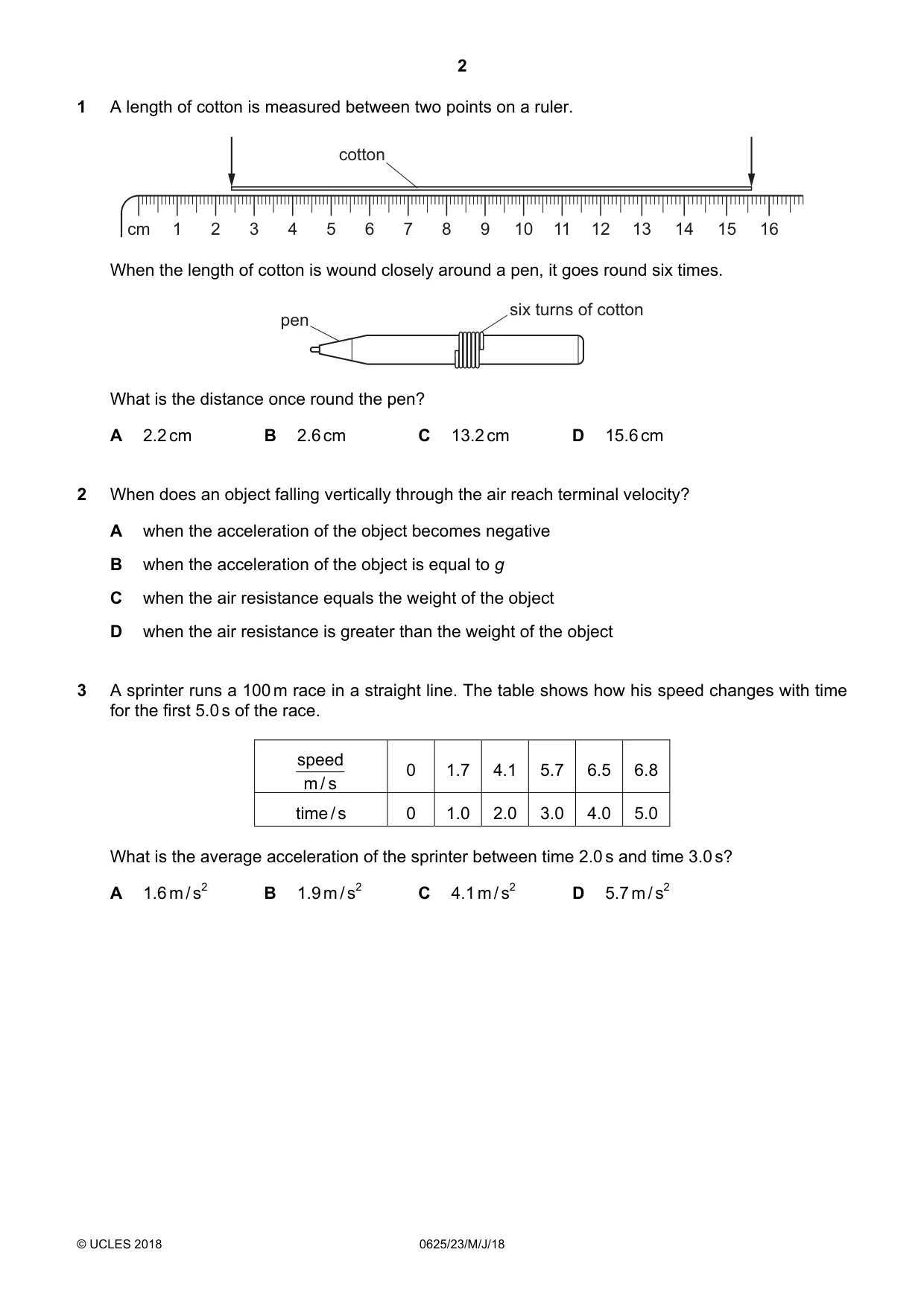 Cambridge IGCSE Physics 0625 2018 May/June Paper 2 · Variant 3 question paper, page 2 of 16