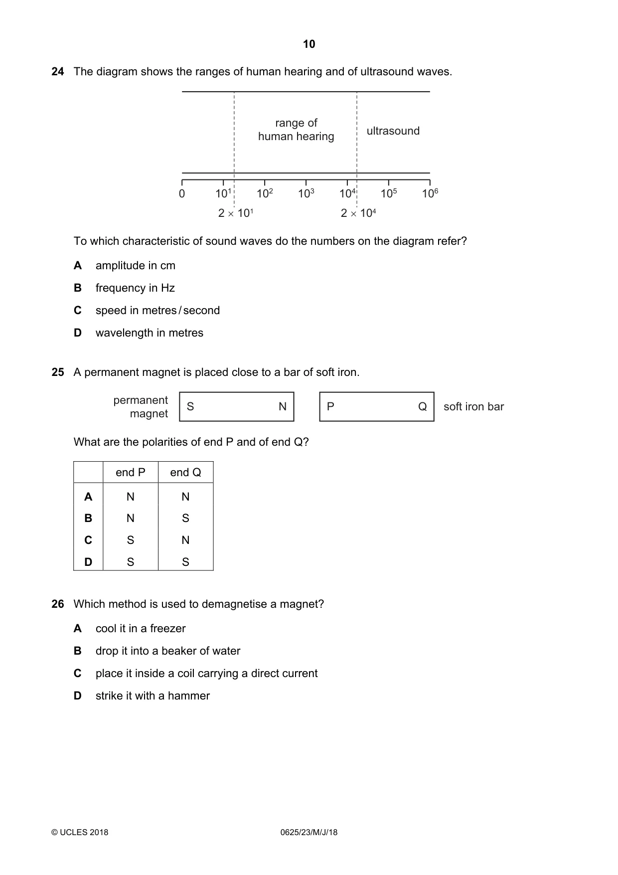Cambridge IGCSE Physics 0625 2018 May/June Paper 2 · Variant 3 question paper, page 10 of 16