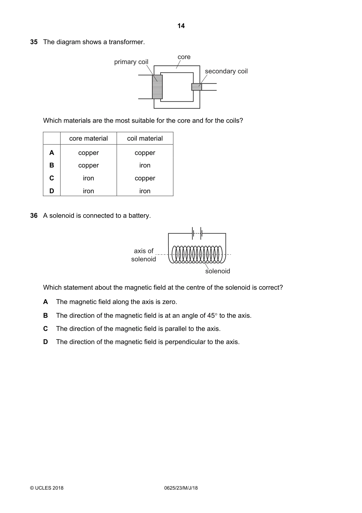 Cambridge IGCSE Physics 0625 2018 May/June Paper 2 · Variant 3 question paper, page 14 of 16