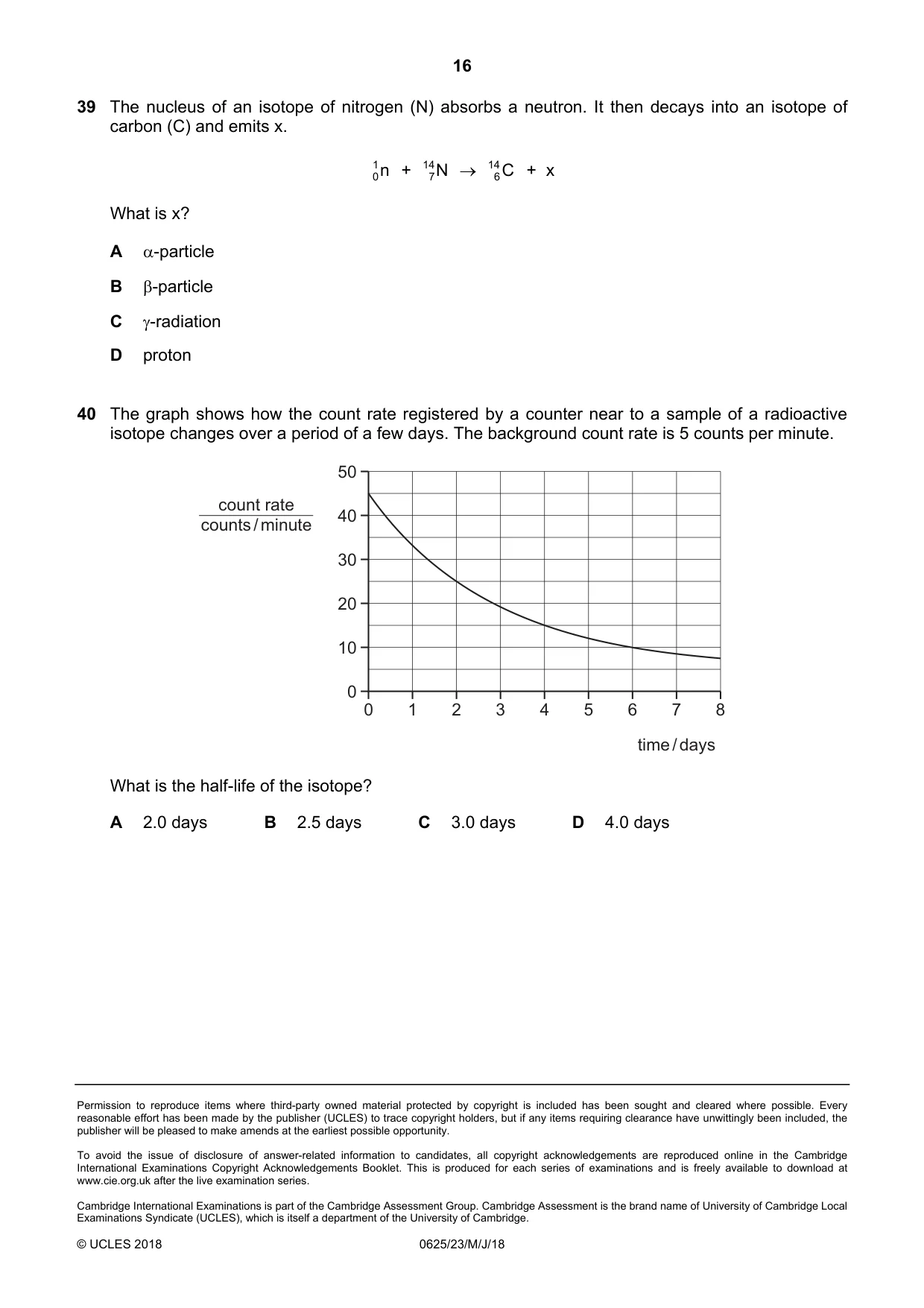 Cambridge IGCSE Physics 0625 2018 May/June Paper 2 · Variant 3 question paper, page 16 of 16