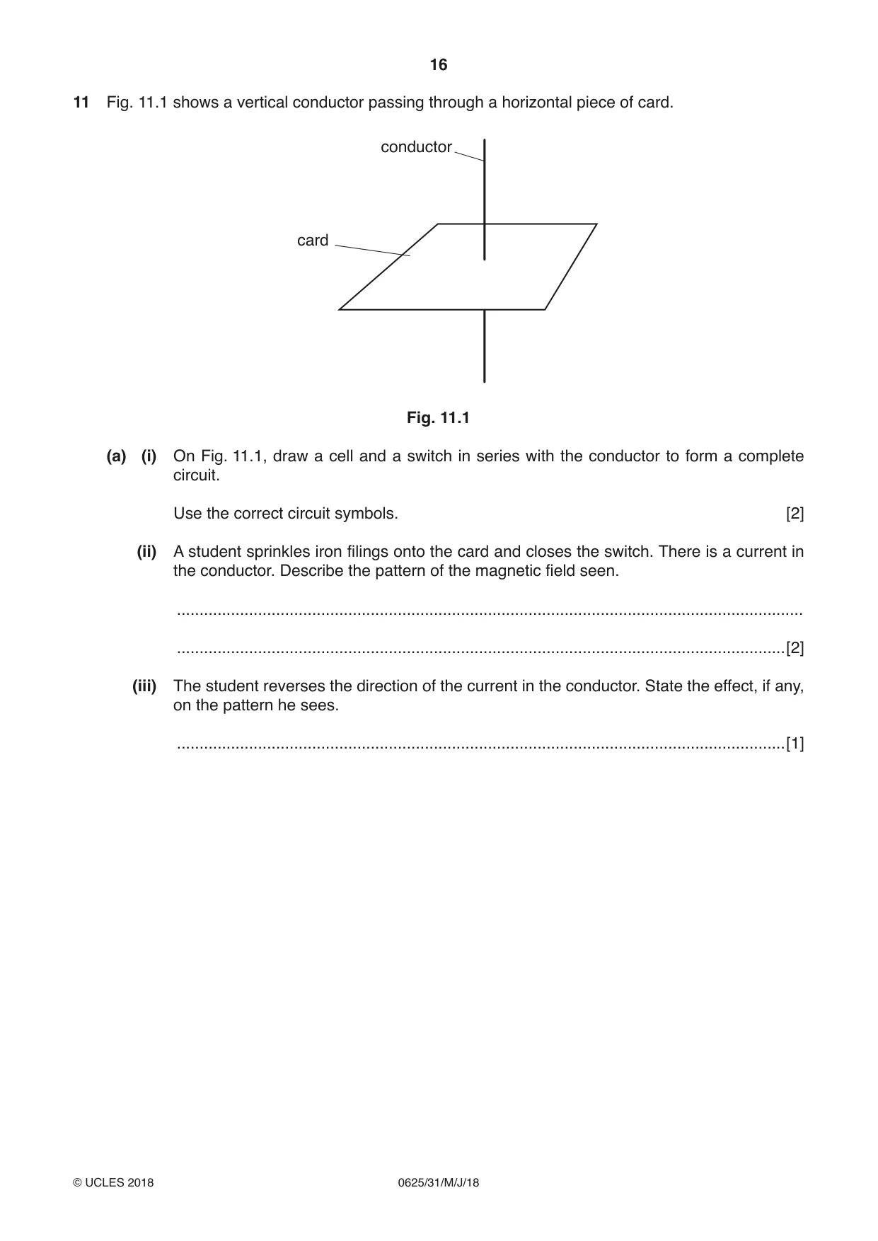 Cambridge IGCSE Physics 0625 2018 May/June Paper 3 · Variant 1 question paper, page 16 of 20