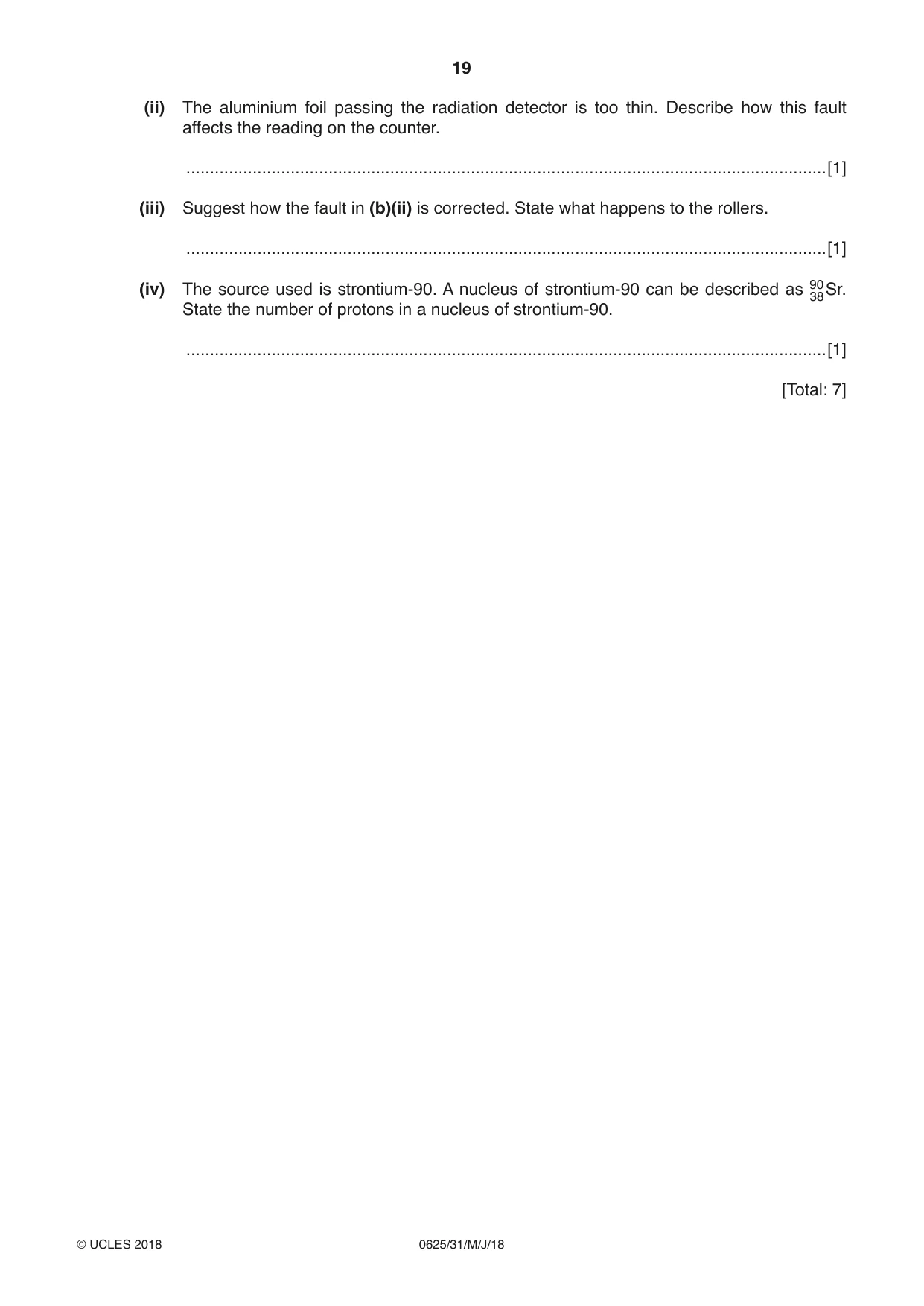 Cambridge IGCSE Physics 0625 2018 May/June Paper 3 · Variant 1 question paper, page 19 of 20
