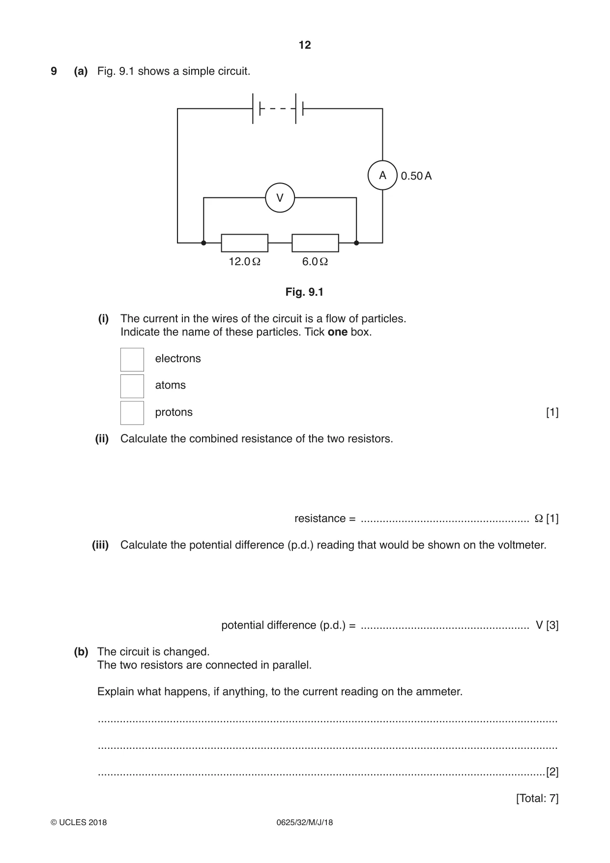 Cambridge IGCSE Physics 0625 2018 May/June Paper 3 · Variant 2 question paper, page 12 of 16