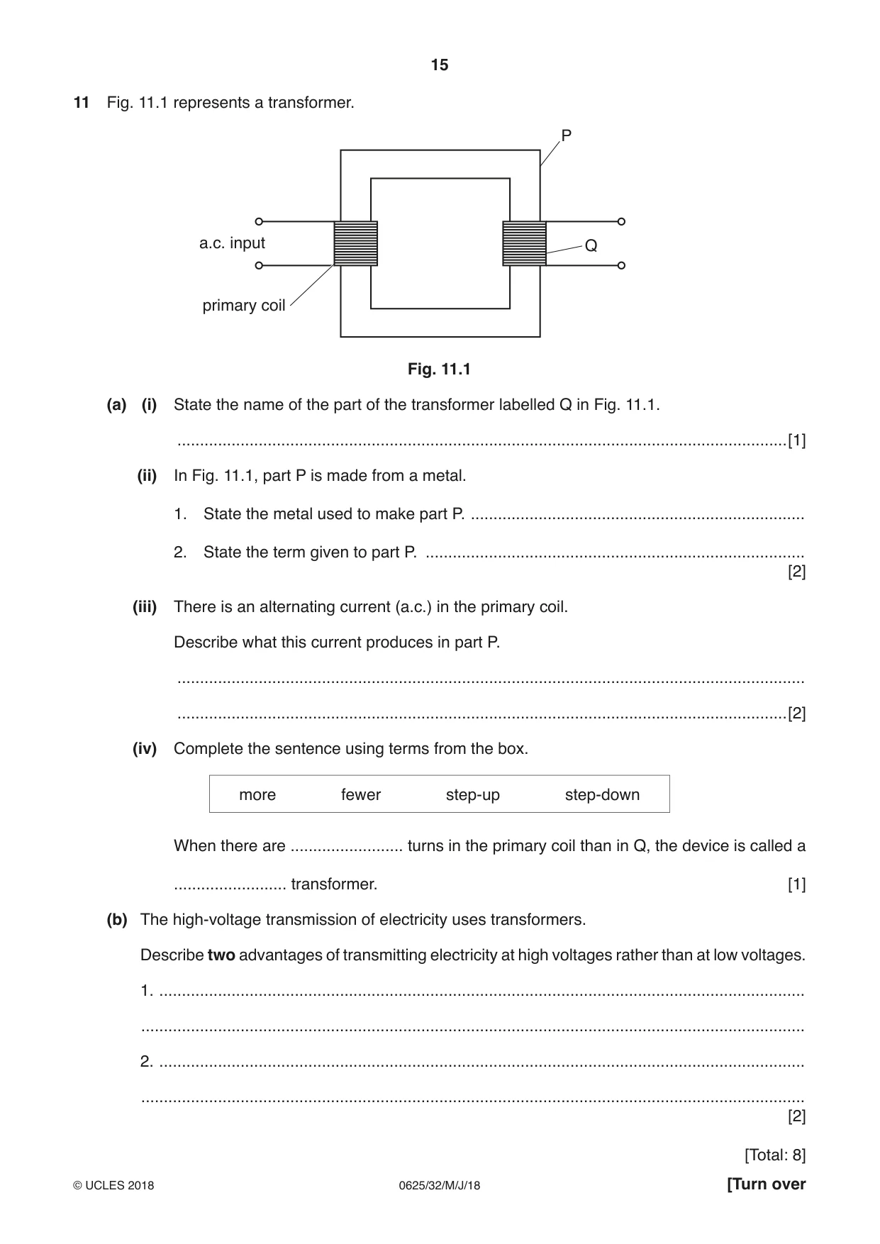 Cambridge IGCSE Physics 0625 2018 May/June Paper 3 · Variant 2 question paper, page 15 of 16
