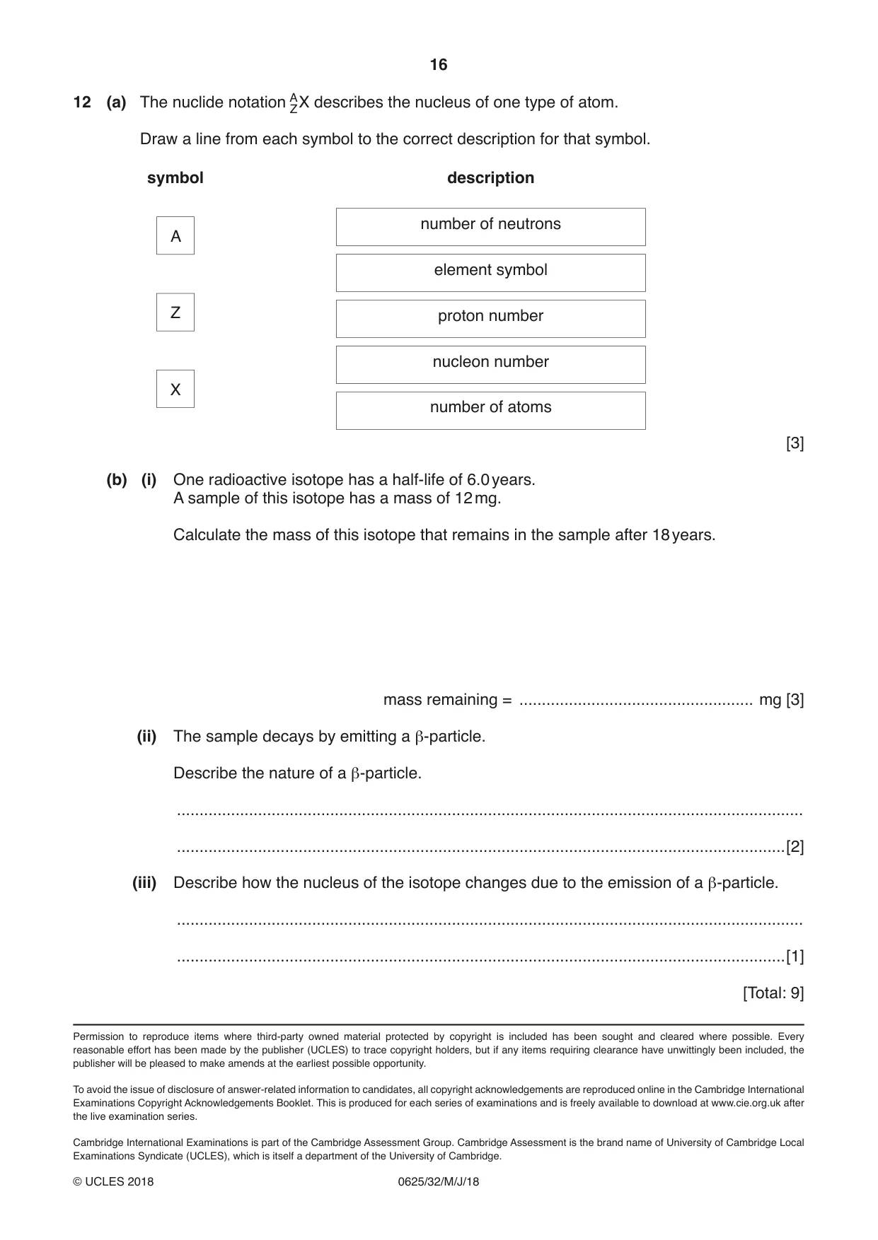 Cambridge IGCSE Physics 0625 2018 May/June Paper 3 · Variant 2 question paper, page 16 of 16