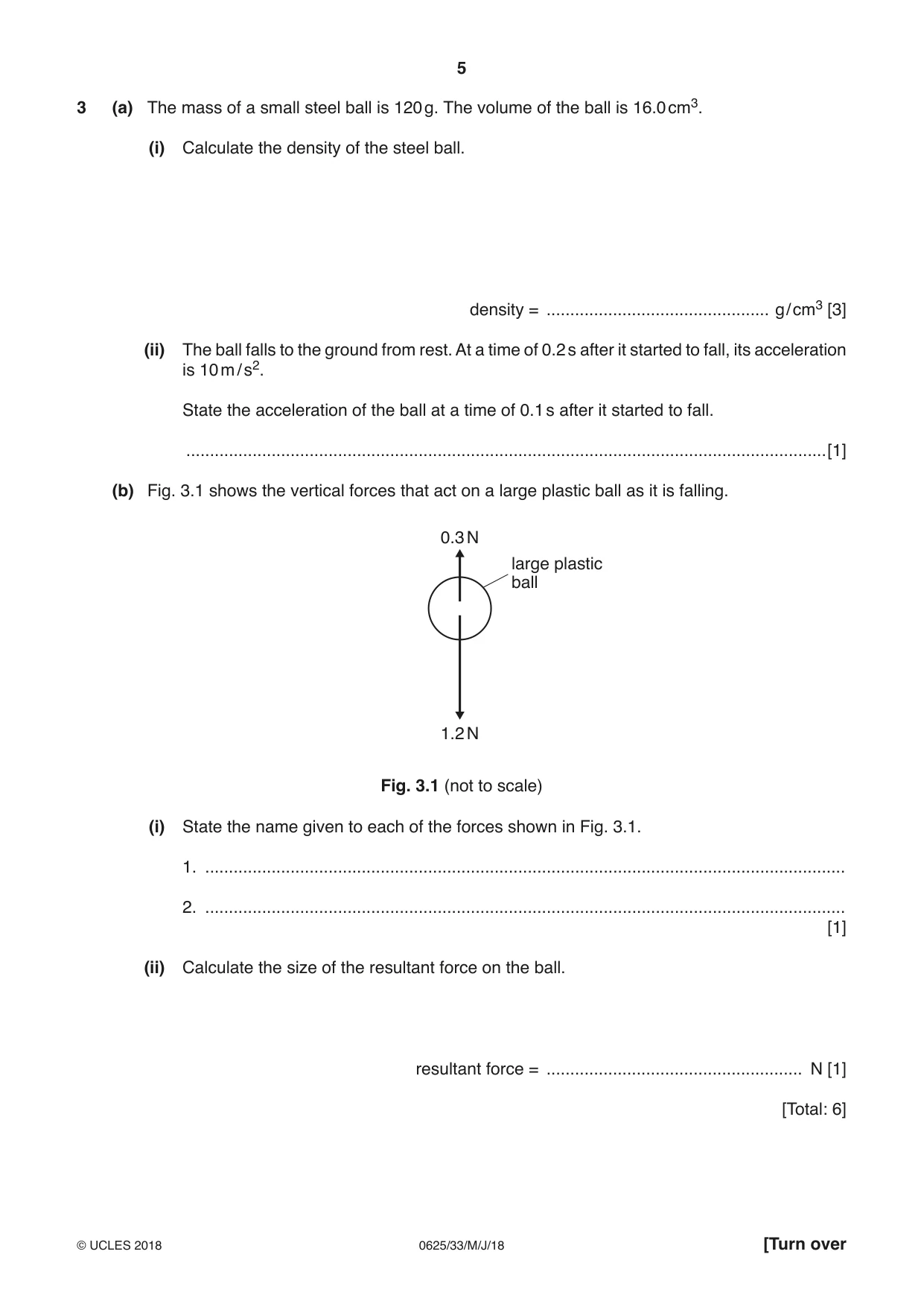 Cambridge IGCSE Physics 0625 2018 May/June Paper 3 · Variant 3 question paper, page 5 of 16
