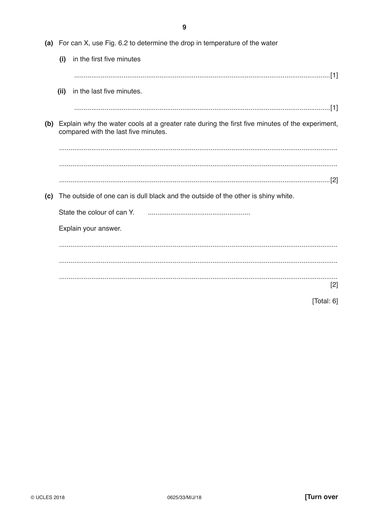 Cambridge IGCSE Physics 0625 2018 May/June Paper 3 · Variant 3 question paper, page 9 of 16