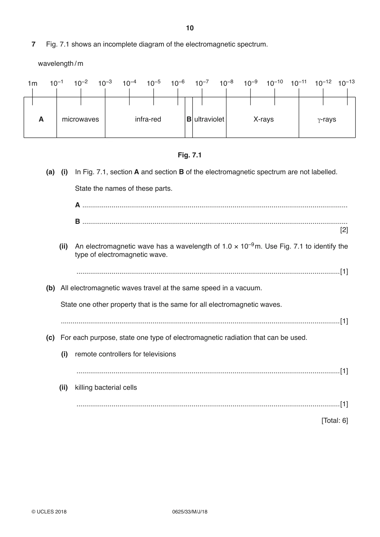Cambridge IGCSE Physics 0625 2018 May/June Paper 3 · Variant 3 question paper, page 10 of 16