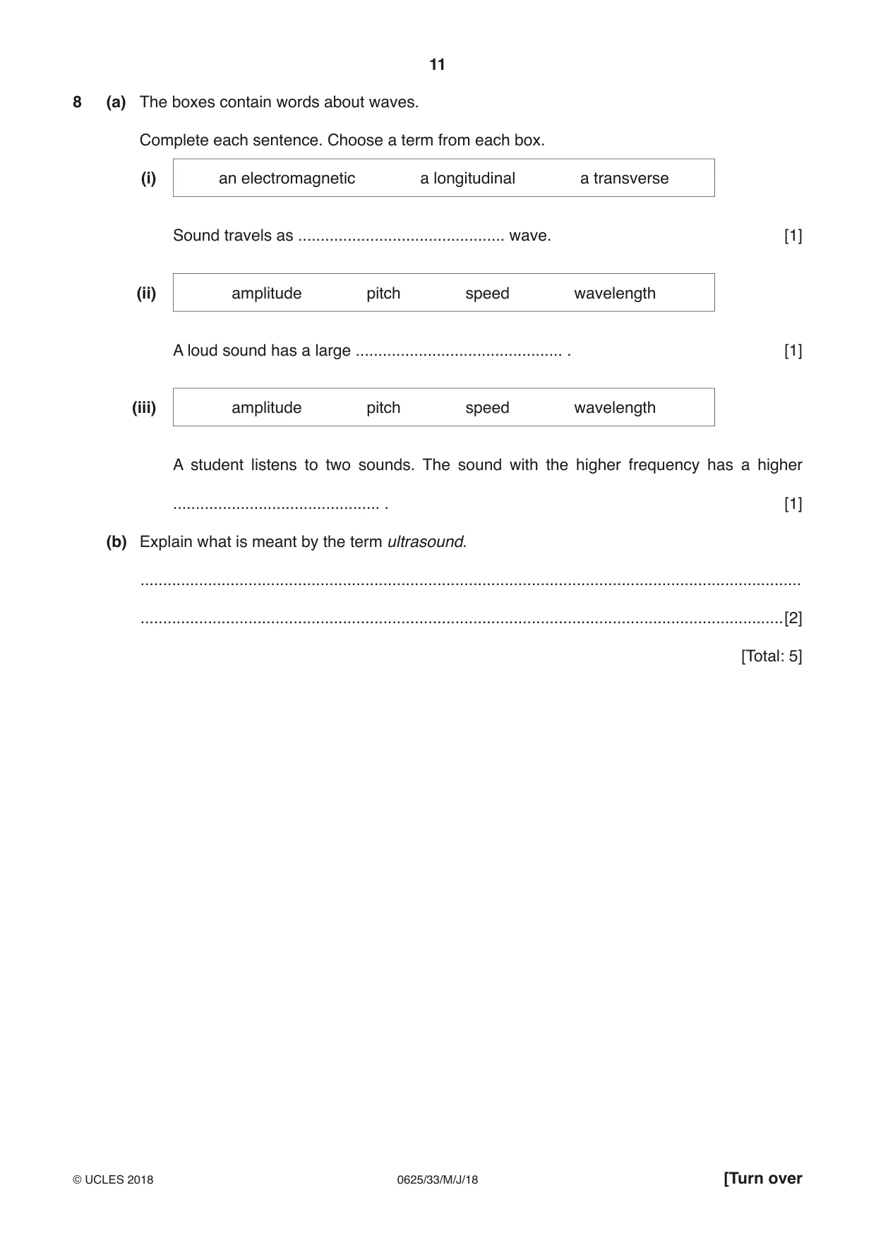 Cambridge IGCSE Physics 0625 2018 May/June Paper 3 · Variant 3 question paper, page 11 of 16