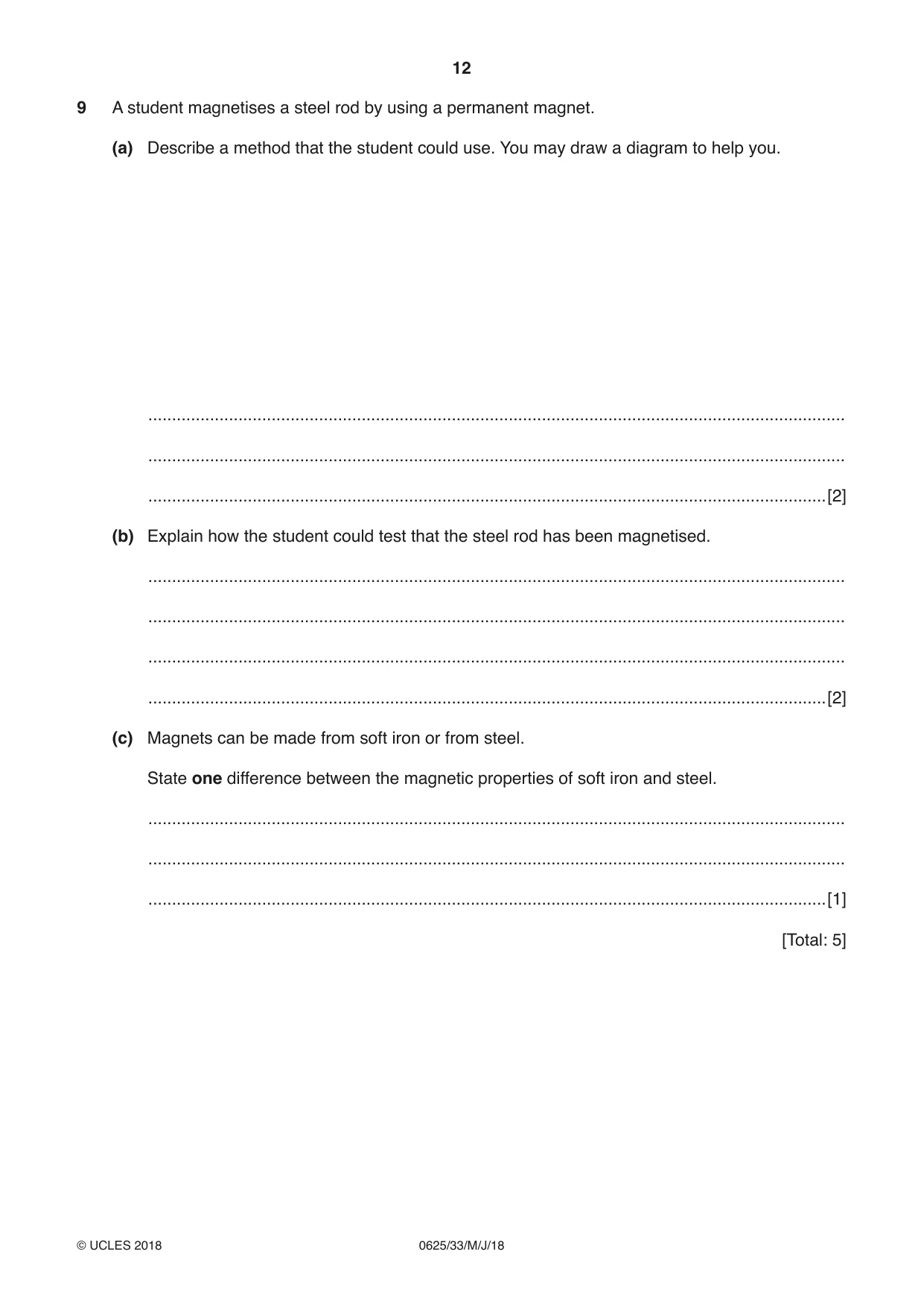 Cambridge IGCSE Physics 0625 2018 May/June Paper 3 · Variant 3 question paper, page 12 of 16