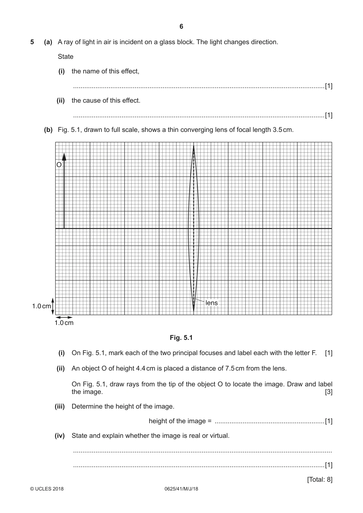 Cambridge IGCSE Physics 0625 2018 May/June Paper 4 · Variant 1 question paper, page 6 of 16