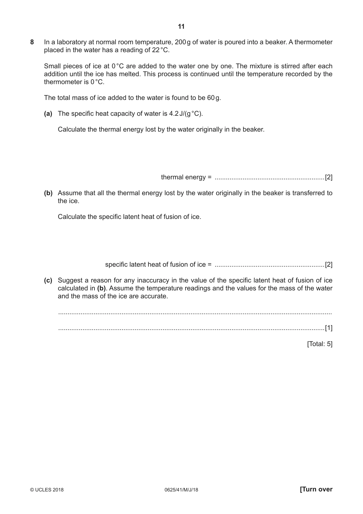 Cambridge IGCSE Physics 0625 2018 May/June Paper 4 · Variant 1 question paper, page 11 of 16