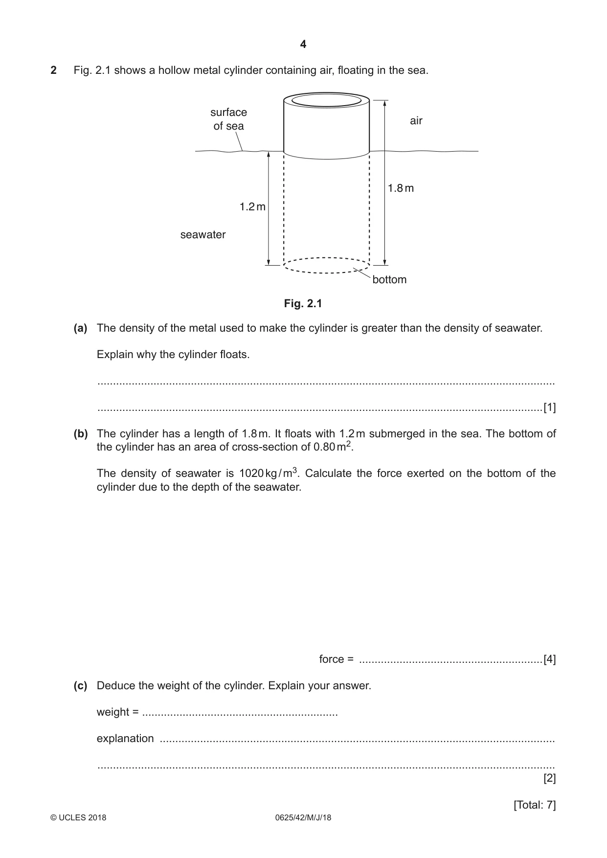 Cambridge IGCSE Physics 0625 2018 May/June Paper 4 · Variant 2 question paper, page 4 of 20