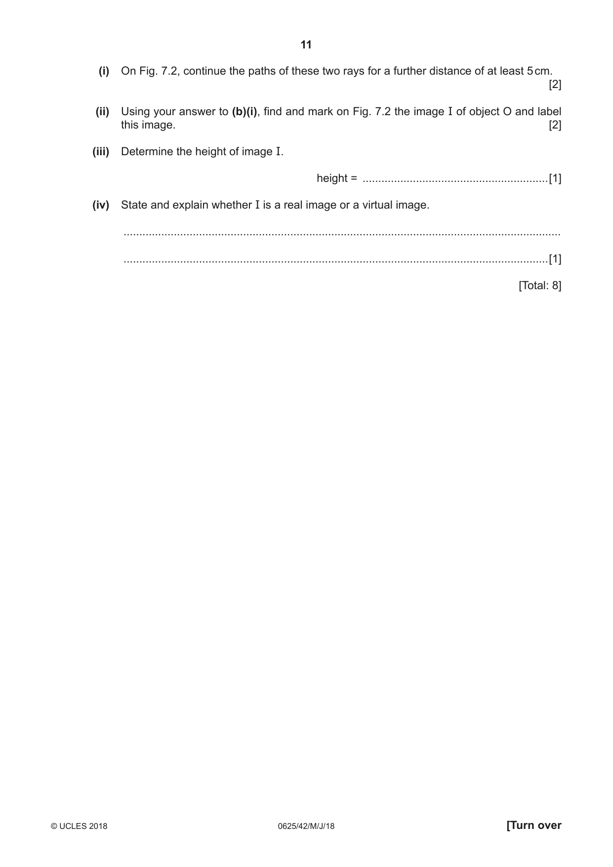 Cambridge IGCSE Physics 0625 2018 May/June Paper 4 · Variant 2 question paper, page 11 of 20