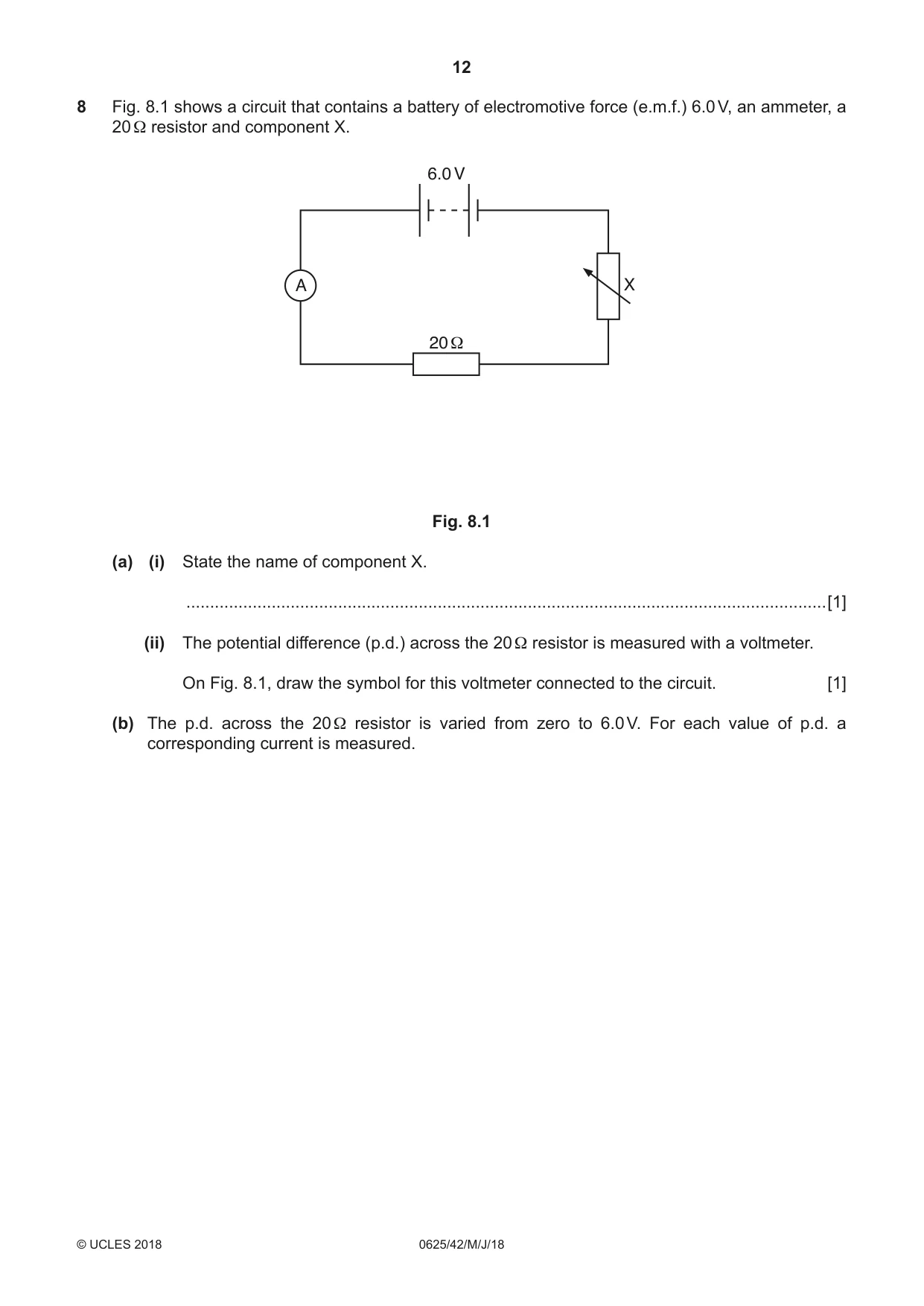 Cambridge IGCSE Physics 0625 2018 May/June Paper 4 · Variant 2 question paper, page 12 of 20