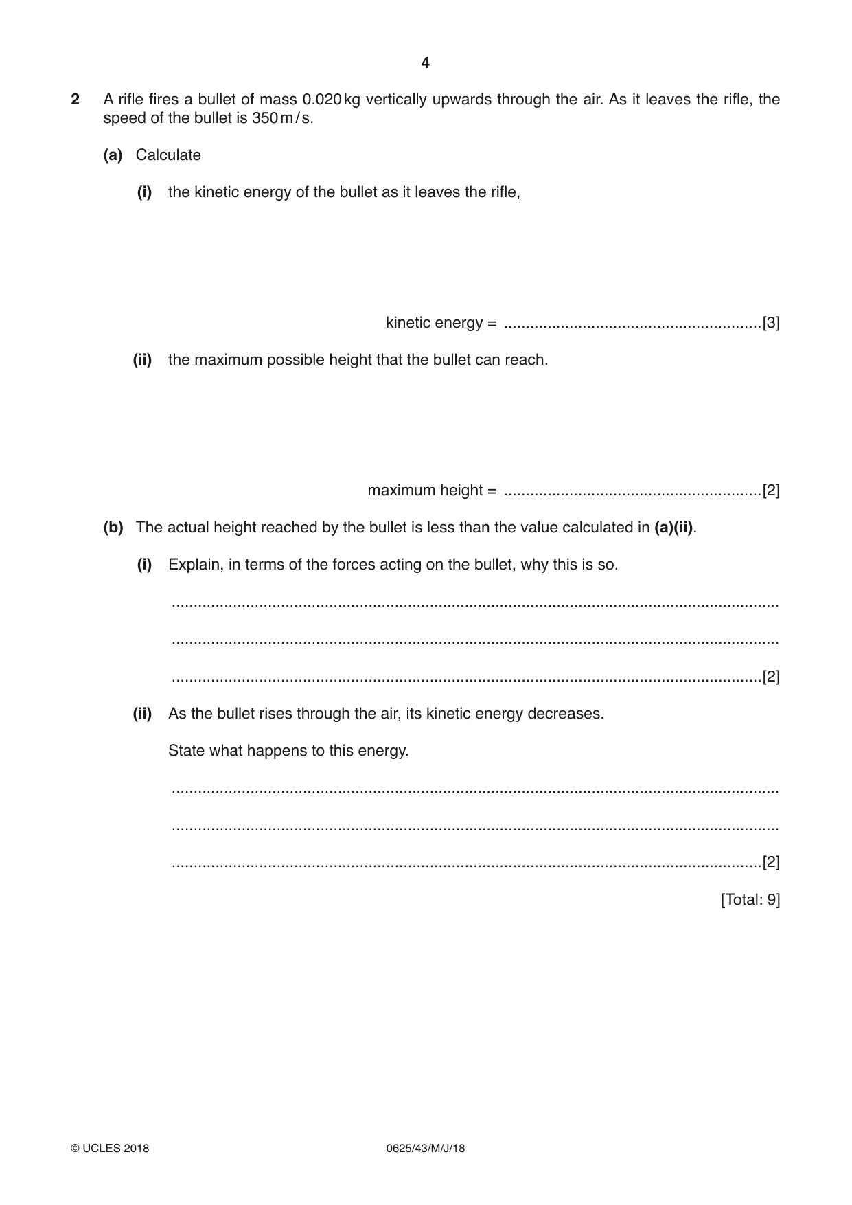 Cambridge IGCSE Physics 0625 2018 May/June Paper 4 · Variant 3 question paper, page 4 of 16
