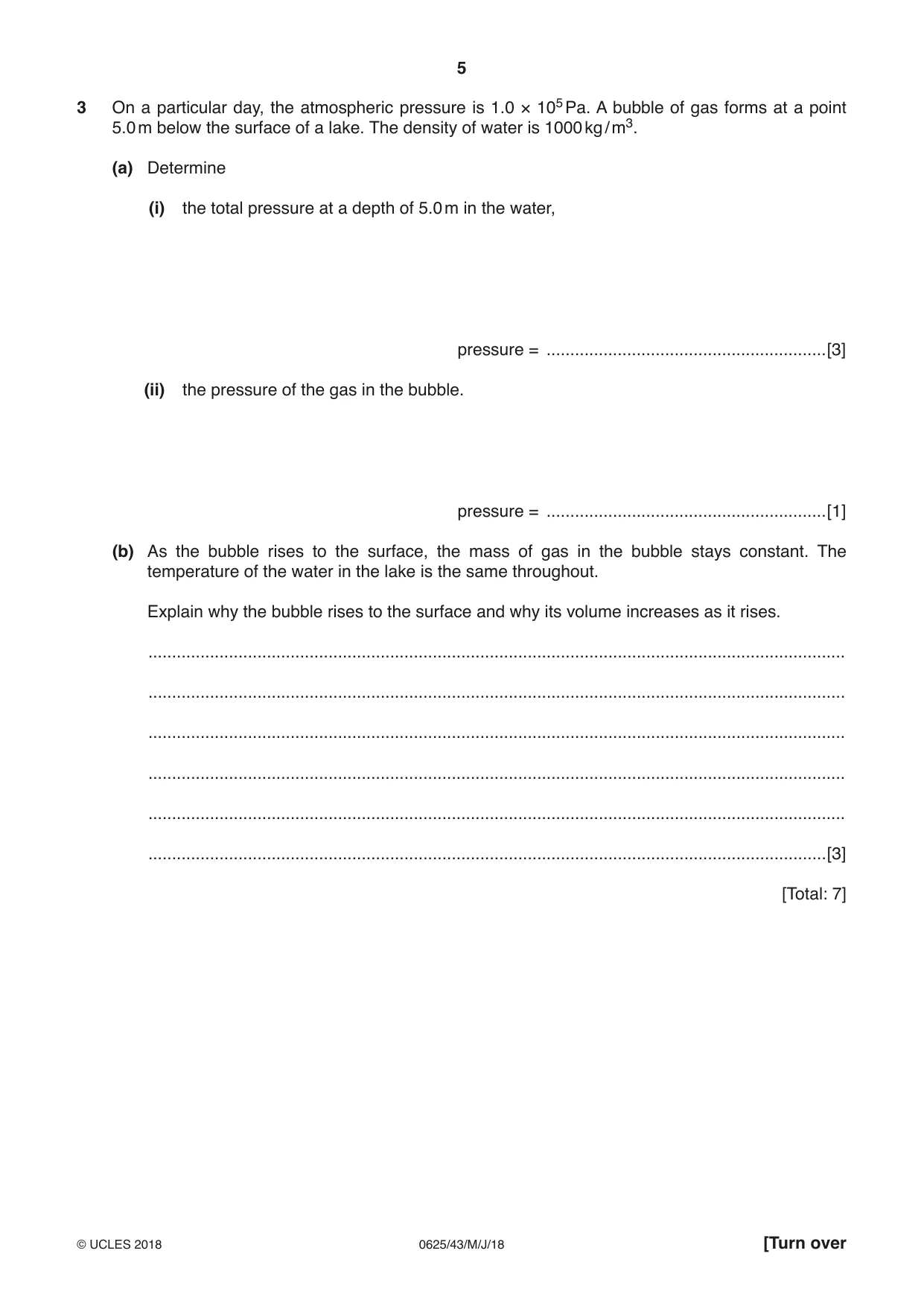 Cambridge IGCSE Physics 0625 2018 May/June Paper 4 · Variant 3 question paper, page 5 of 16