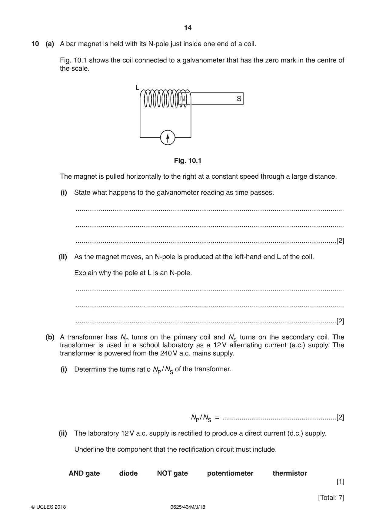 Cambridge IGCSE Physics 0625 2018 May/June Paper 4 · Variant 3 question paper, page 14 of 16