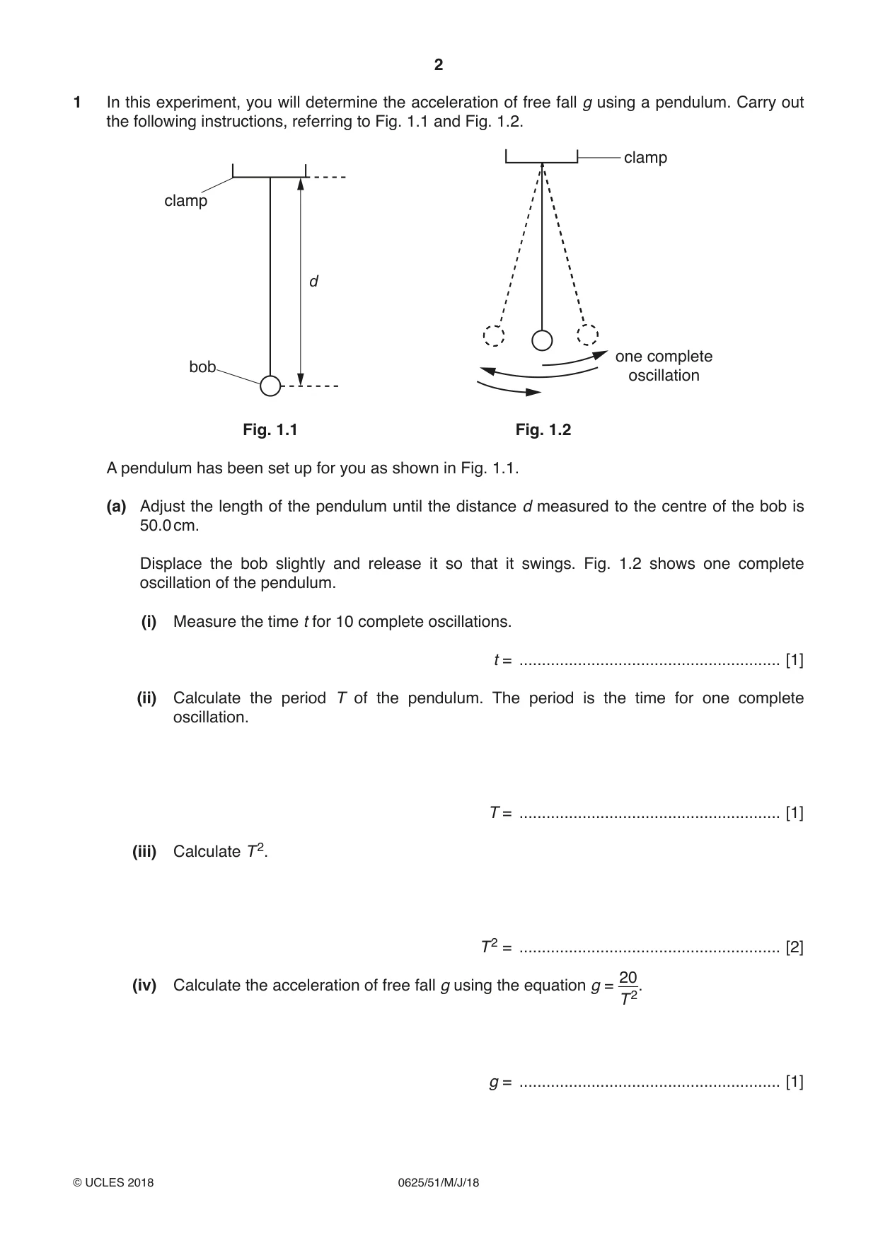 Cambridge IGCSE Physics 0625 2018 May/June Paper 5 · Variant 1 question paper, page 2 of 12