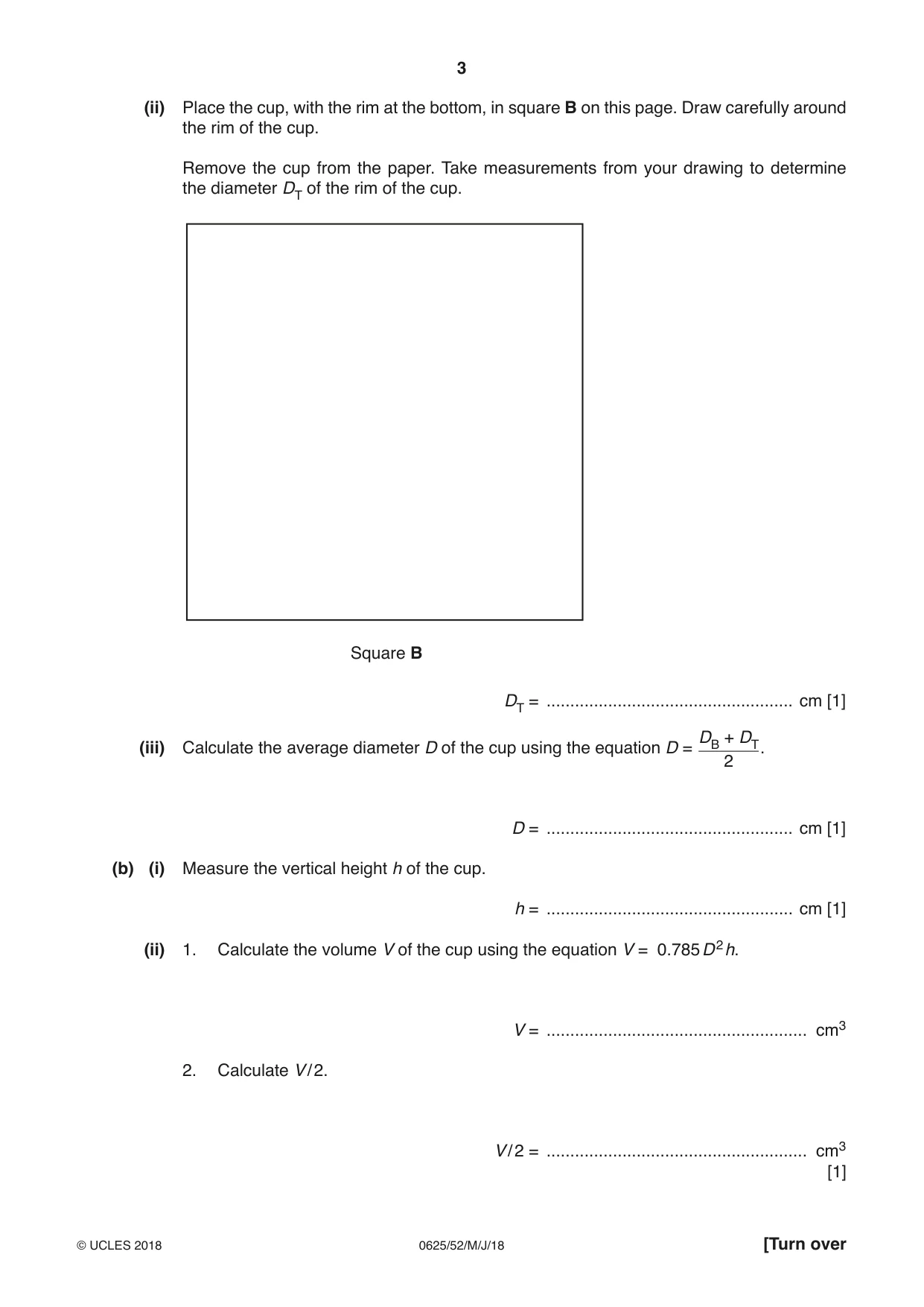 Cambridge IGCSE Physics 0625 2018 May/June Paper 5 · Variant 2 question paper, page 3 of 12