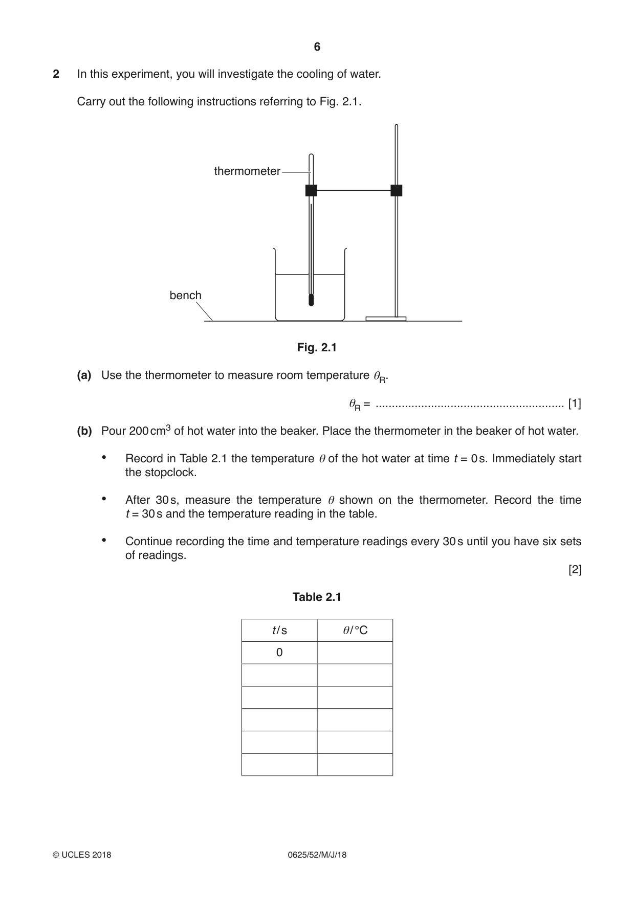 Cambridge IGCSE Physics 0625 2018 May/June Paper 5 · Variant 2 question paper, page 6 of 12