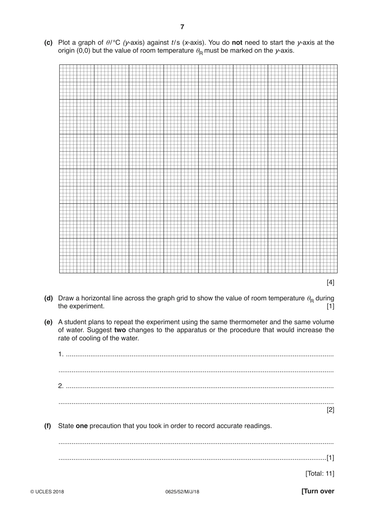 Cambridge IGCSE Physics 0625 2018 May/June Paper 5 · Variant 2 question paper, page 7 of 12