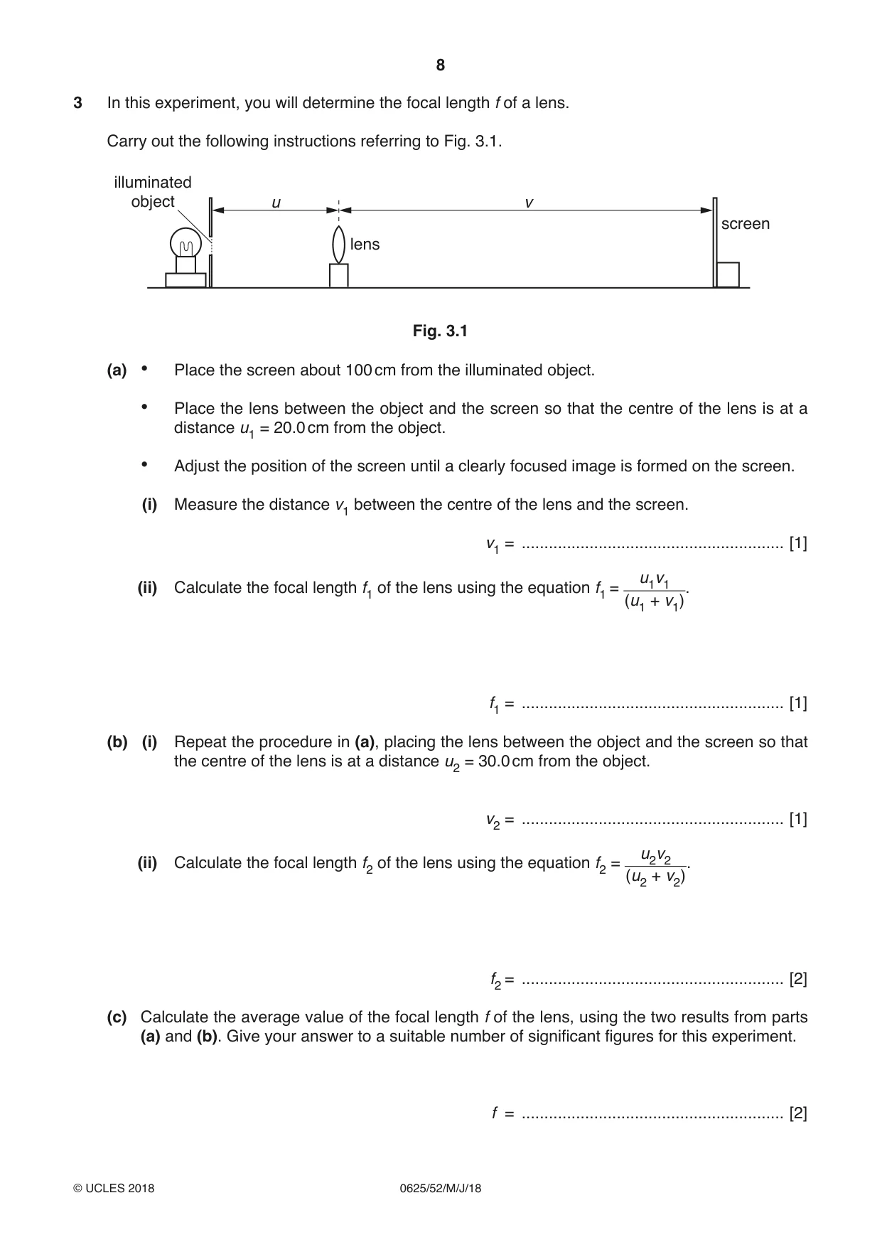 Cambridge IGCSE Physics 0625 2018 May/June Paper 5 · Variant 2 question paper, page 8 of 12