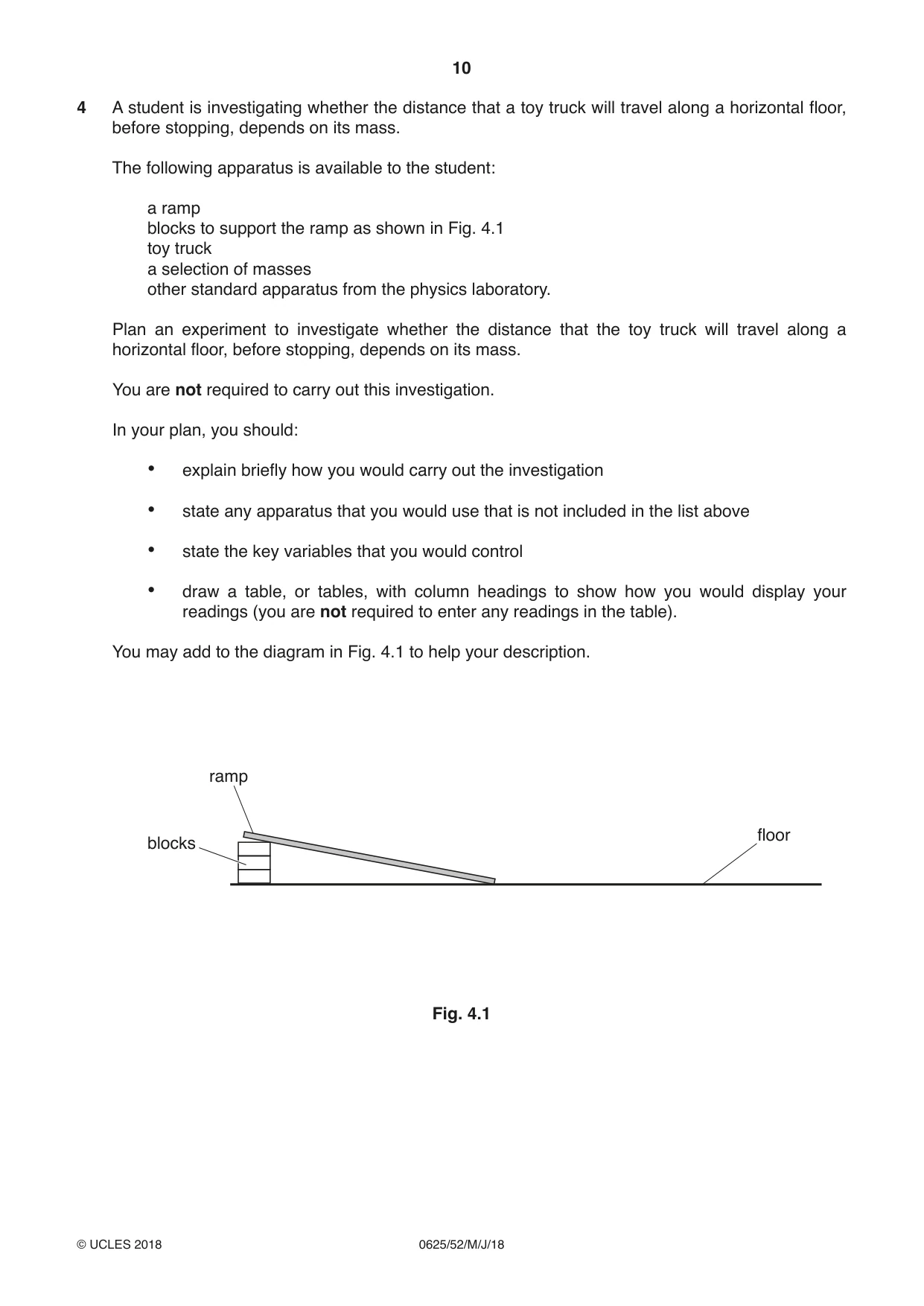 Cambridge IGCSE Physics 0625 2018 May/June Paper 5 · Variant 2 question paper, page 10 of 12