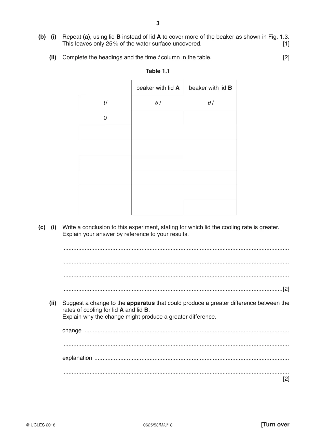 Cambridge IGCSE Physics 0625 2018 May/June Paper 5 · Variant 3 question paper, page 3 of 12