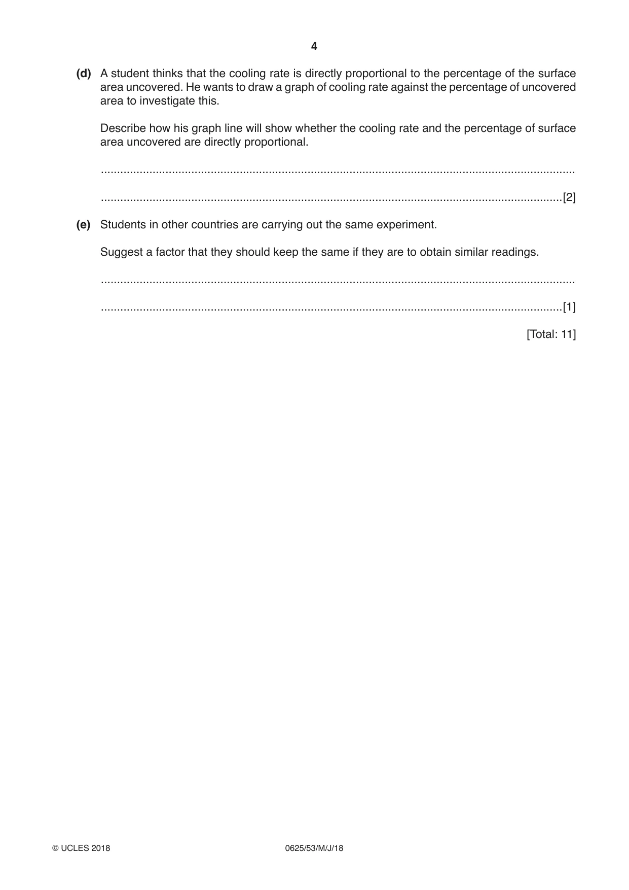Cambridge IGCSE Physics 0625 2018 May/June Paper 5 · Variant 3 question paper, page 4 of 12