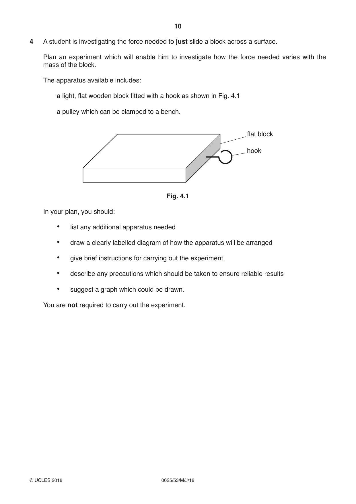 Cambridge IGCSE Physics 0625 2018 May/June Paper 5 · Variant 3 question paper, page 10 of 12