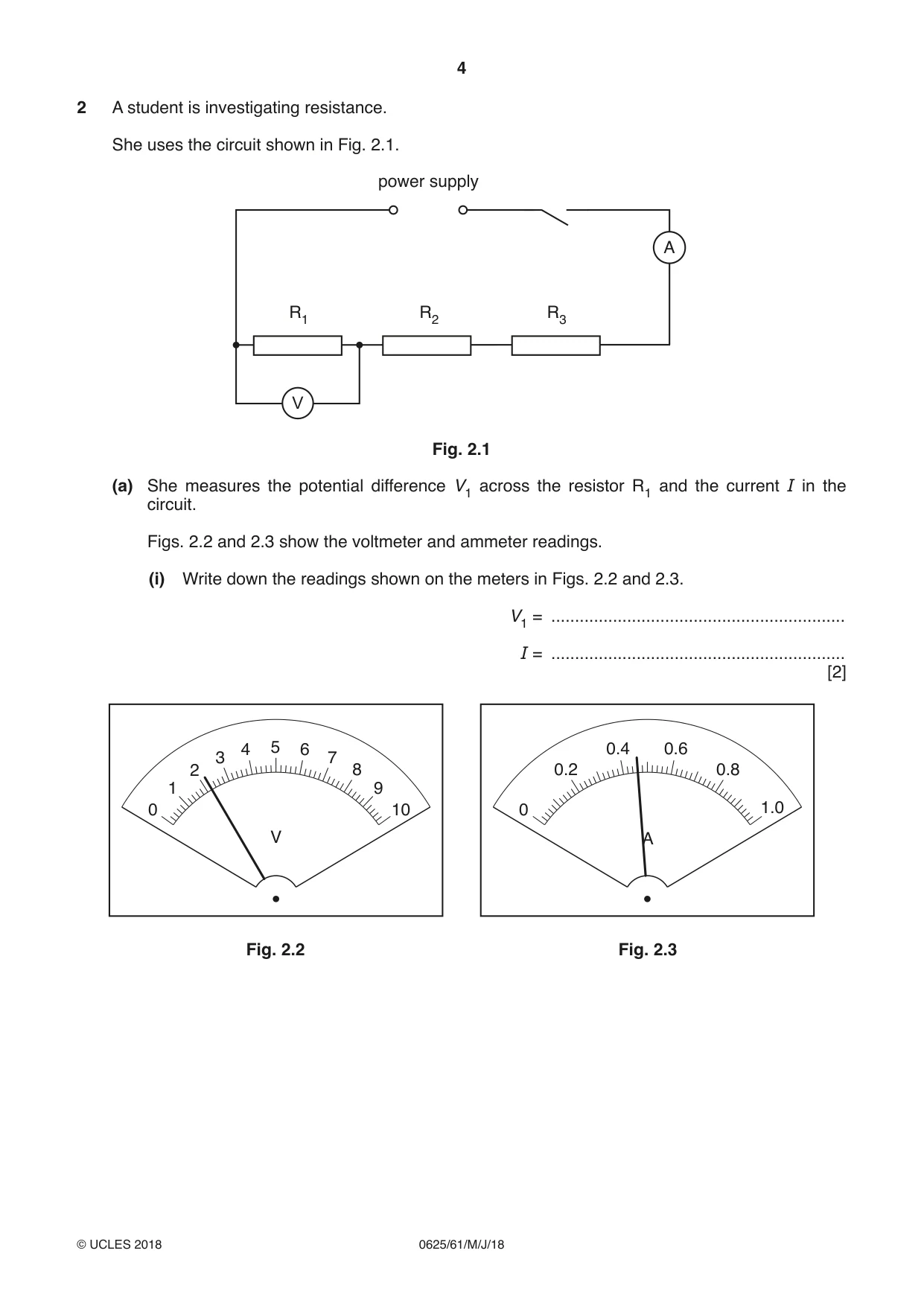 Cambridge IGCSE Physics 0625 2018 May/June Paper 6 · Variant 1 question paper, page 4 of 12