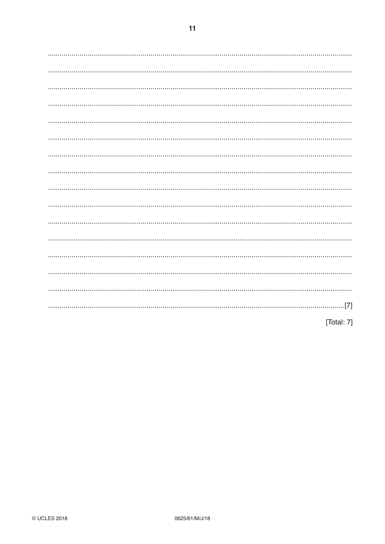 Cambridge IGCSE Physics 0625 2018 May/June Paper 6 · Variant 1 question paper, page 11 of 12