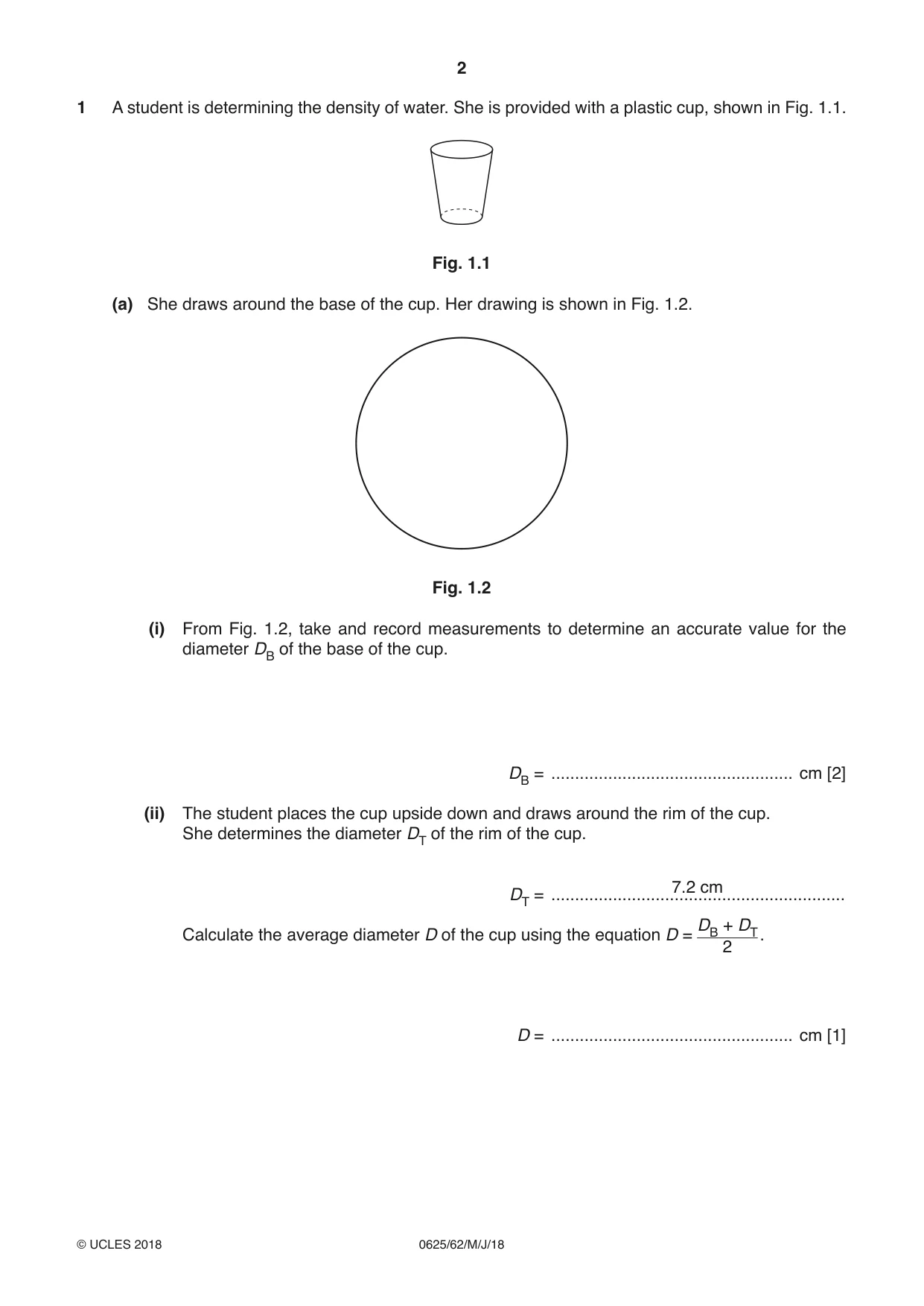 Cambridge IGCSE Physics 0625 2018 May/June Paper 6 · Variant 2 question paper, page 2 of 12