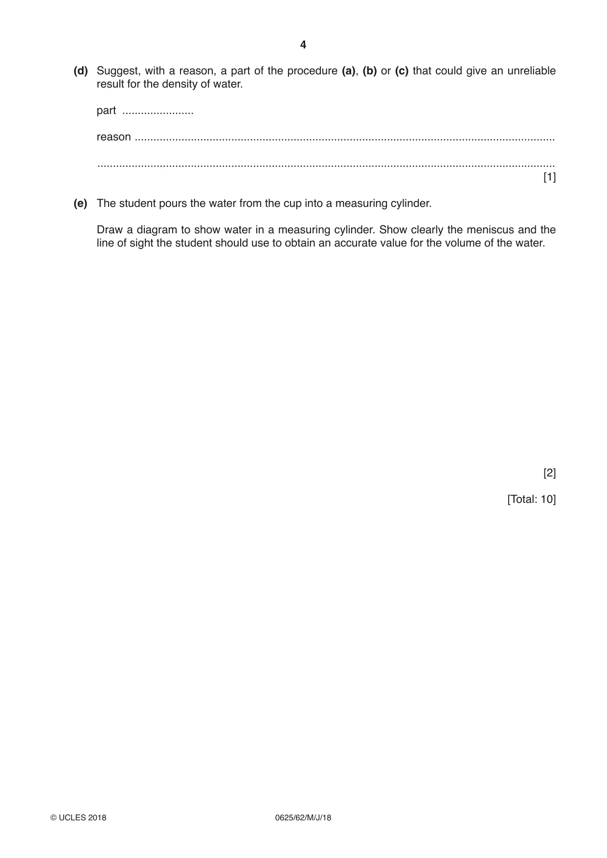 Cambridge IGCSE Physics 0625 2018 May/June Paper 6 · Variant 2 question paper, page 4 of 12