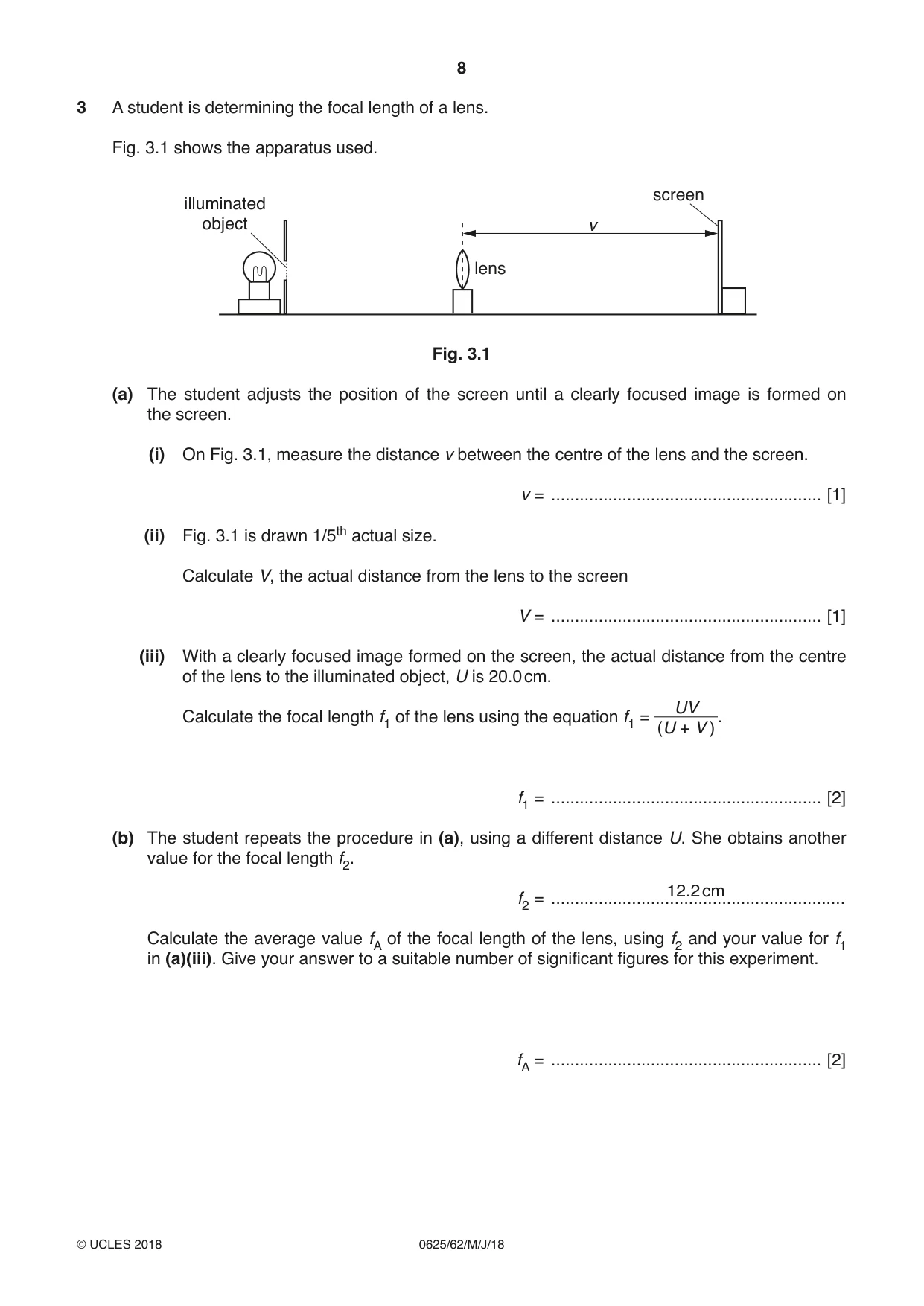 Cambridge IGCSE Physics 0625 2018 May/June Paper 6 · Variant 2 question paper, page 8 of 12