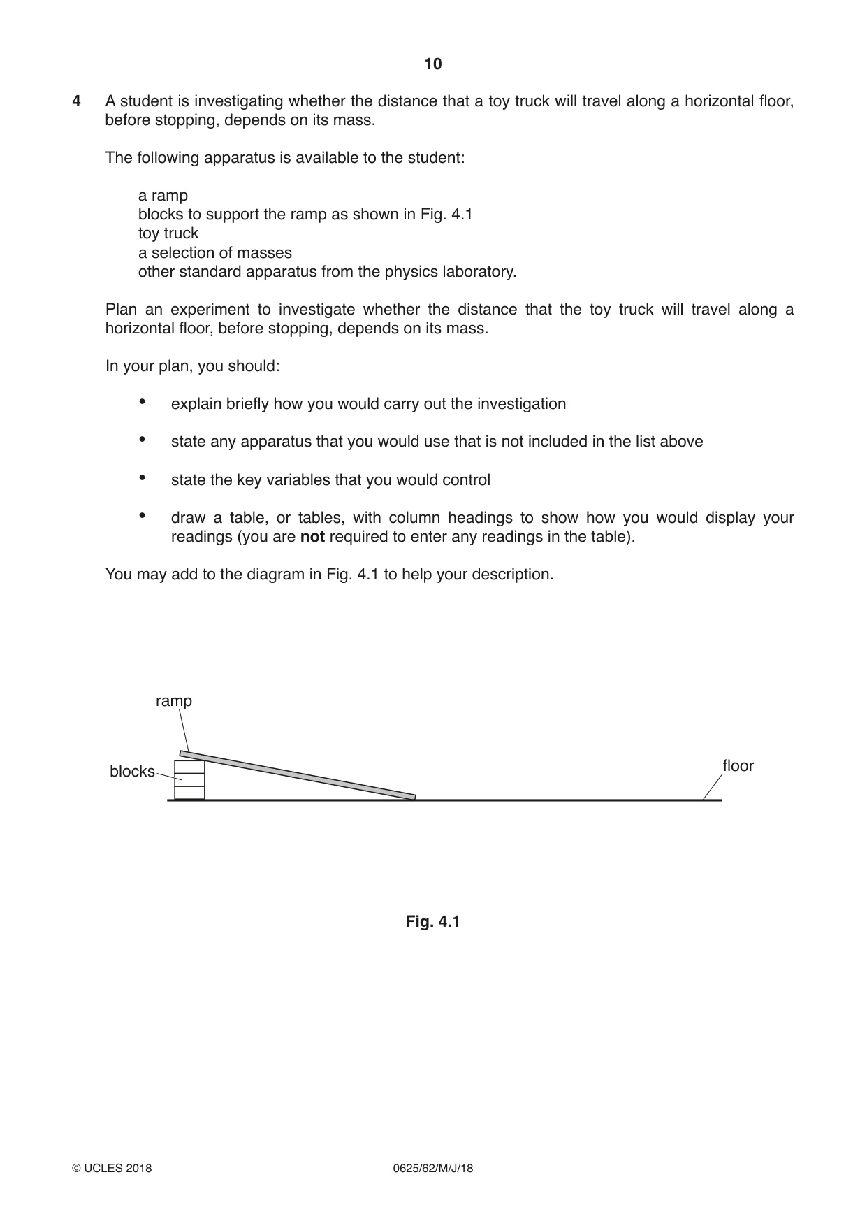 Cambridge IGCSE Physics 0625 2018 May/June Paper 6 · Variant 2 question paper, page 10 of 12
