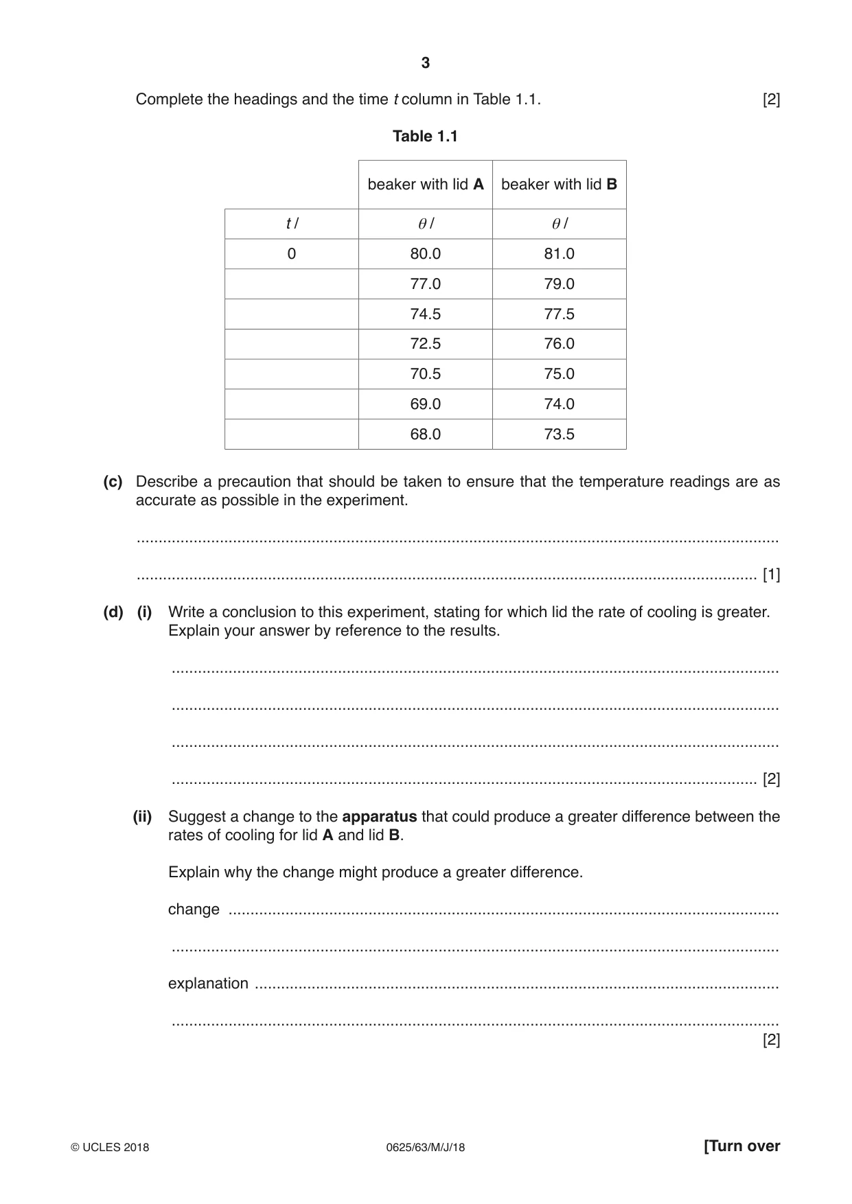Cambridge IGCSE Physics 0625 2018 May/June Paper 6 · Variant 3 question paper, page 3 of 12