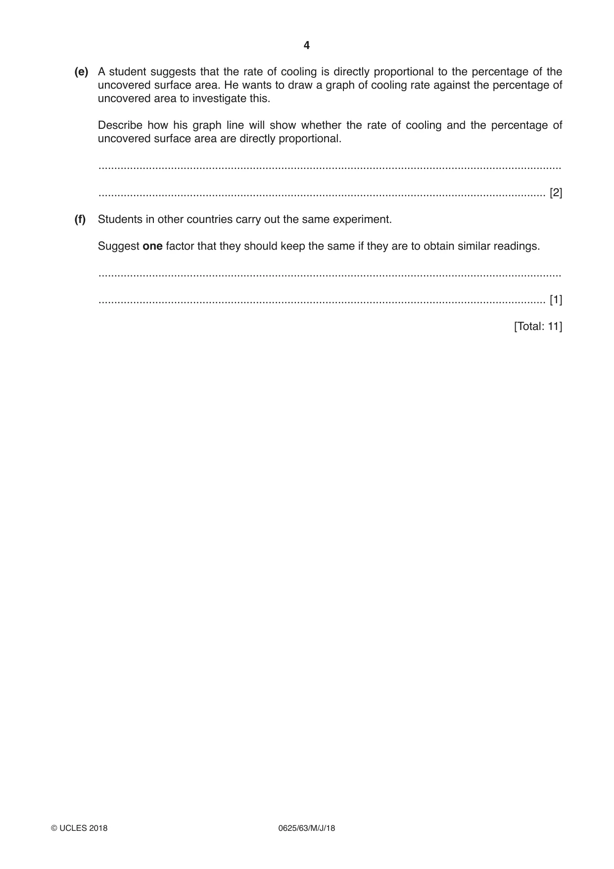 Cambridge IGCSE Physics 0625 2018 May/June Paper 6 · Variant 3 question paper, page 4 of 12