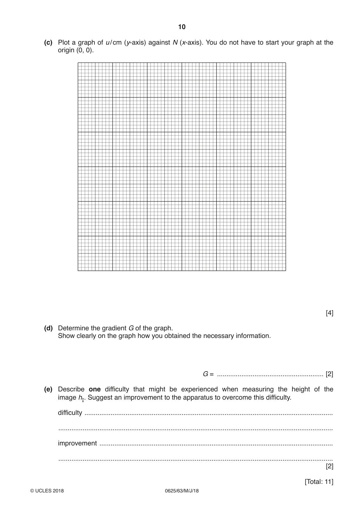 Cambridge IGCSE Physics 0625 2018 May/June Paper 6 · Variant 3 question paper, page 10 of 12