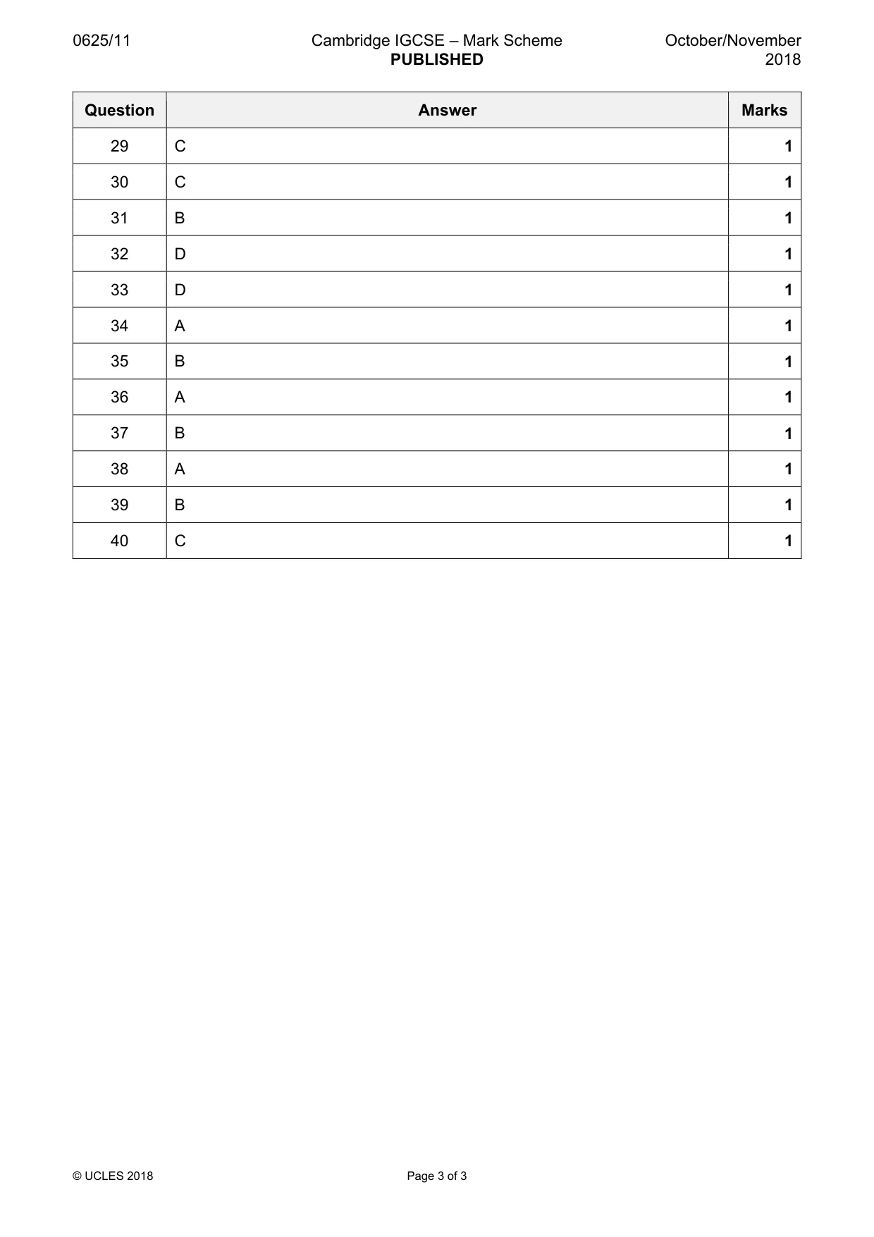 Mark scheme, page 3 of 3