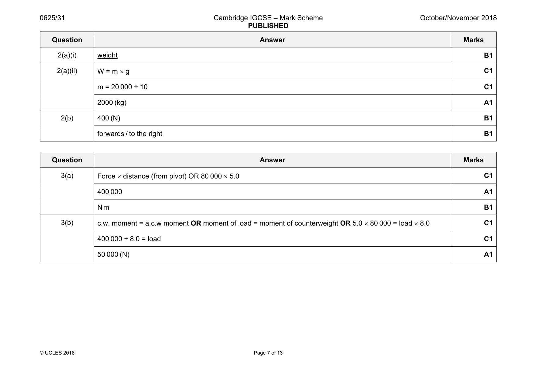 Mark scheme, page 7 of 13