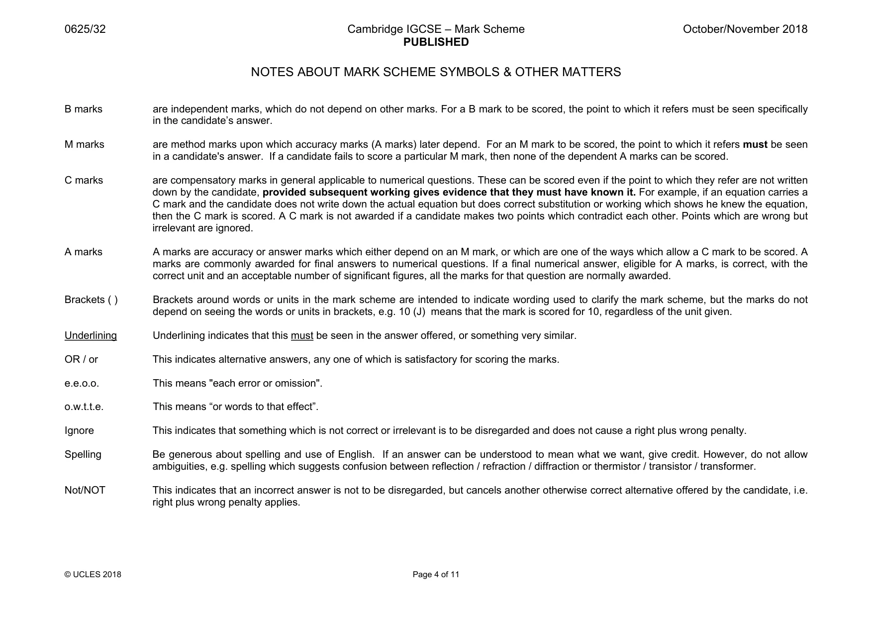 Mark scheme, page 4 of 11