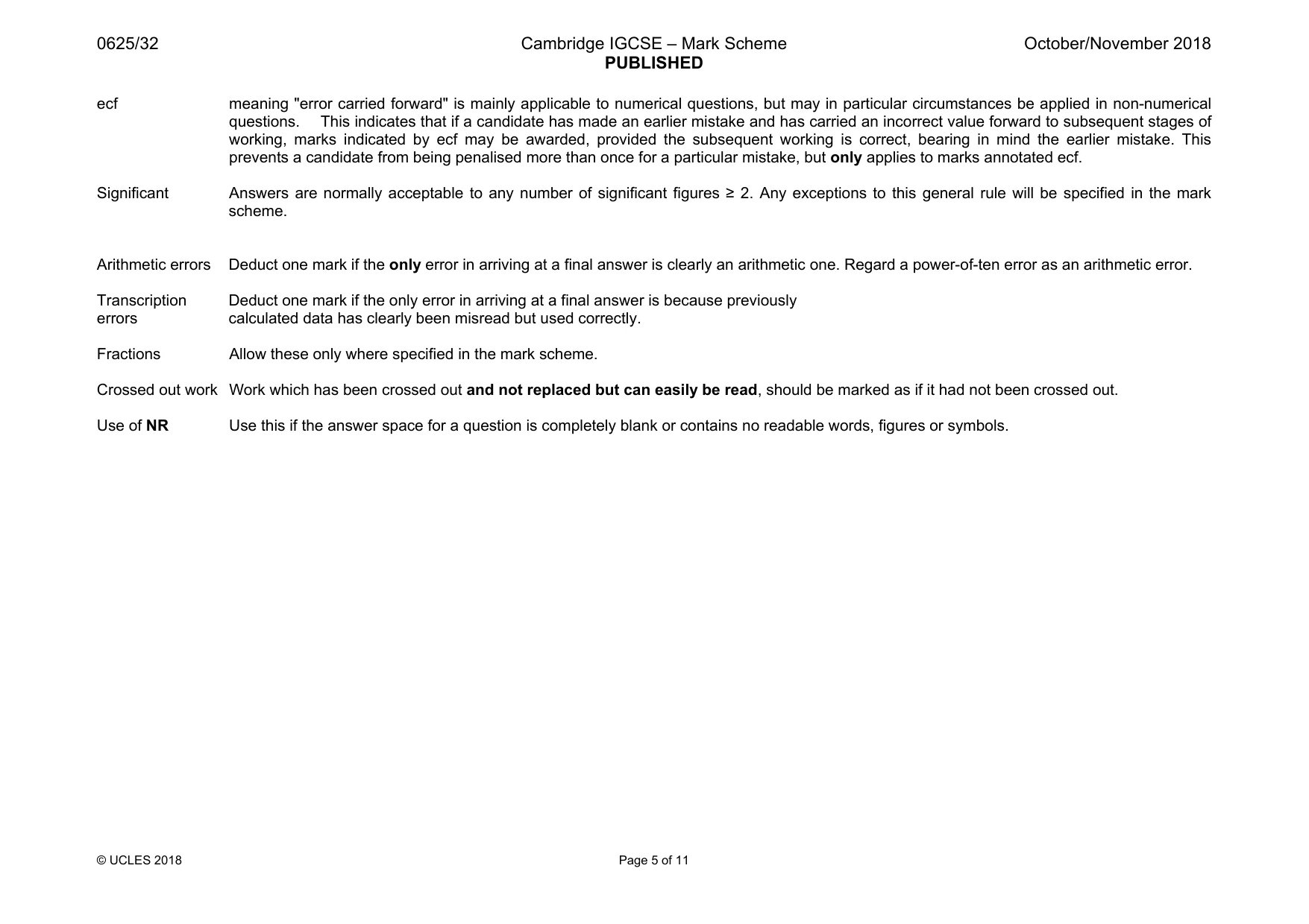 Mark scheme, page 5 of 11