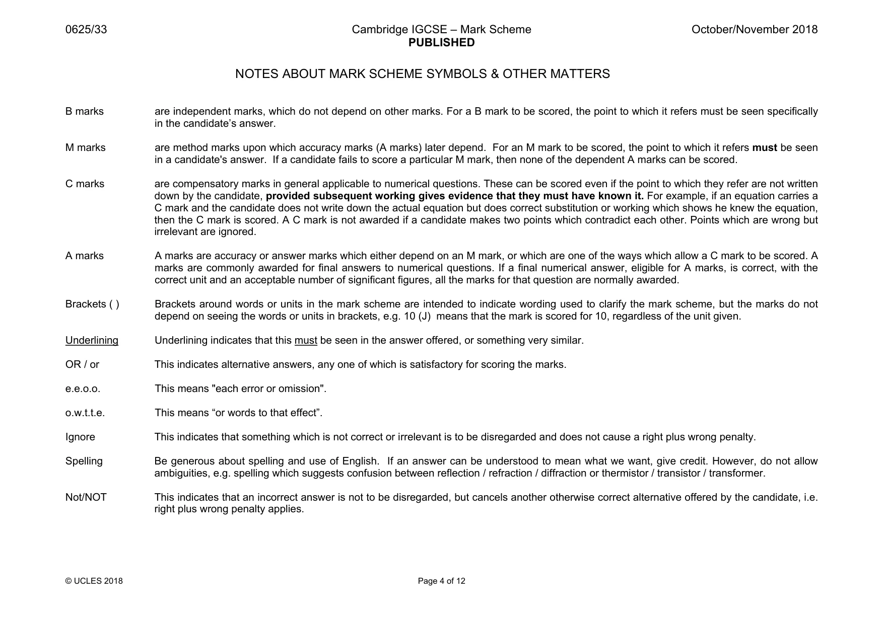 Mark scheme, page 4 of 12