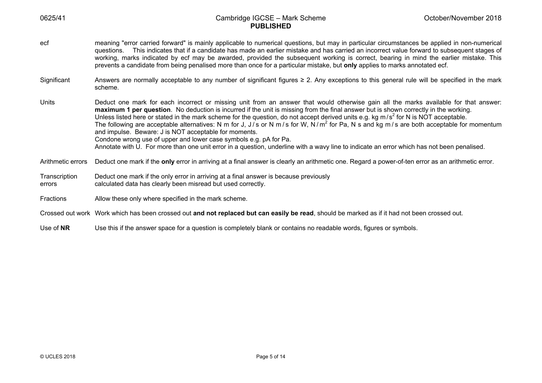 Mark scheme, page 5 of 14